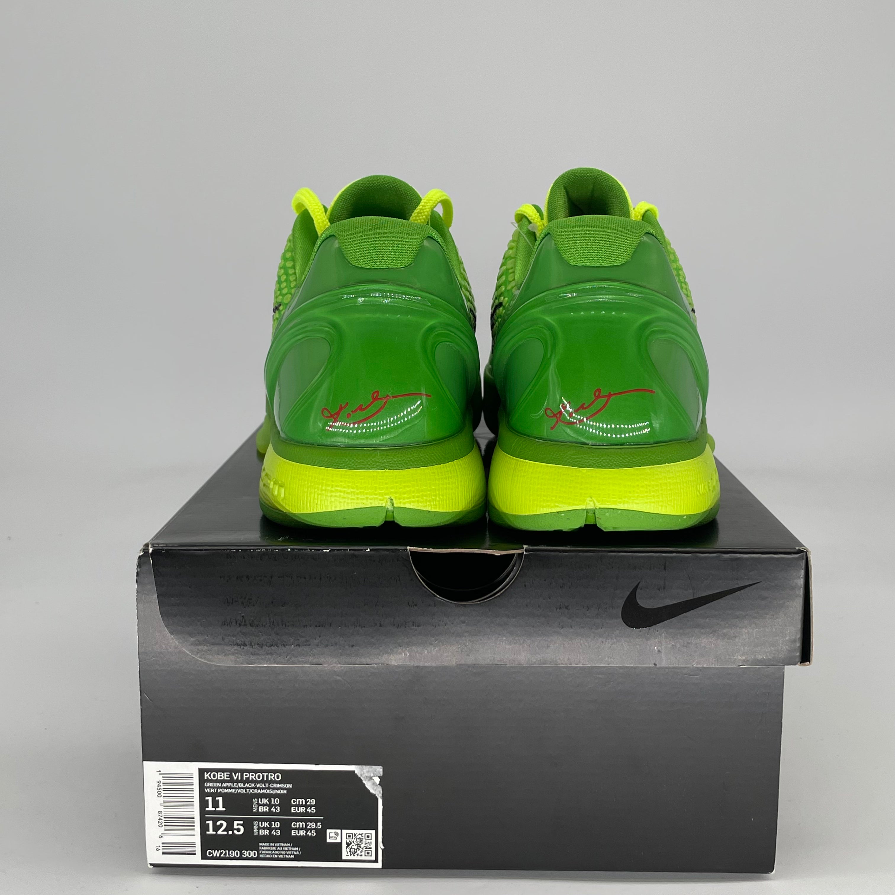 NIKE KOBE 6 PROTRO GRINCH CW2190-300 SIZE 11/12.5W
