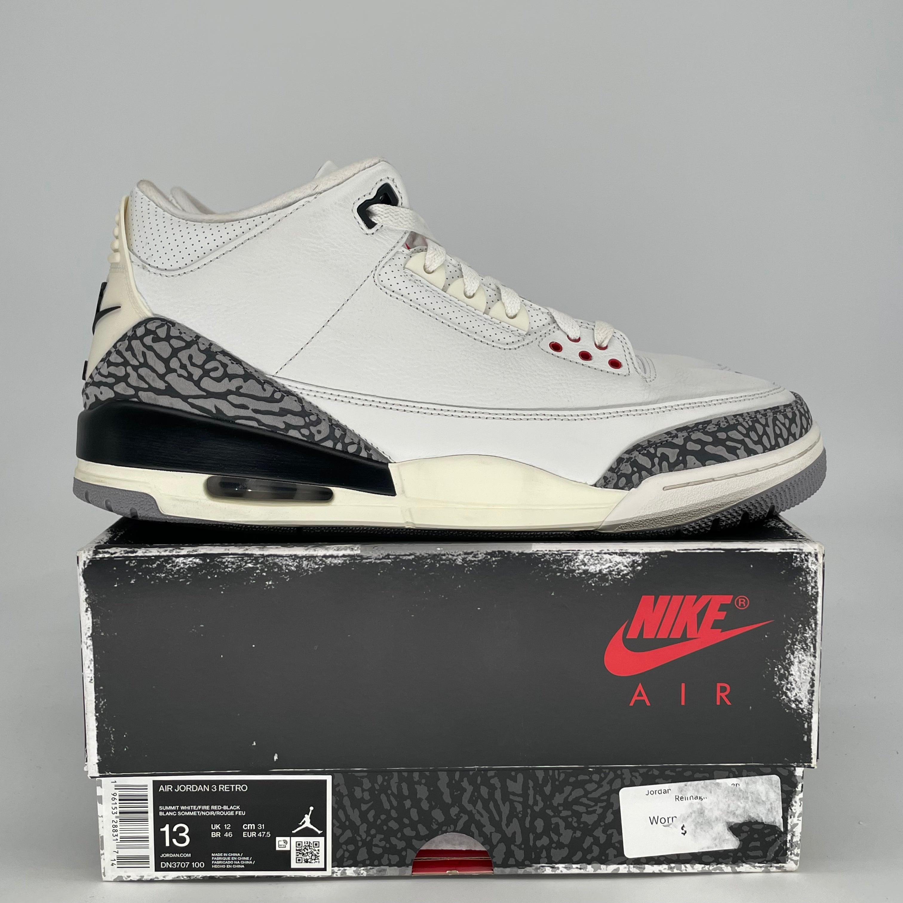 AIR JORDAN 3 WHITE CEMENT REIMAGINED DN3707-100 SIZE 13/14.5W