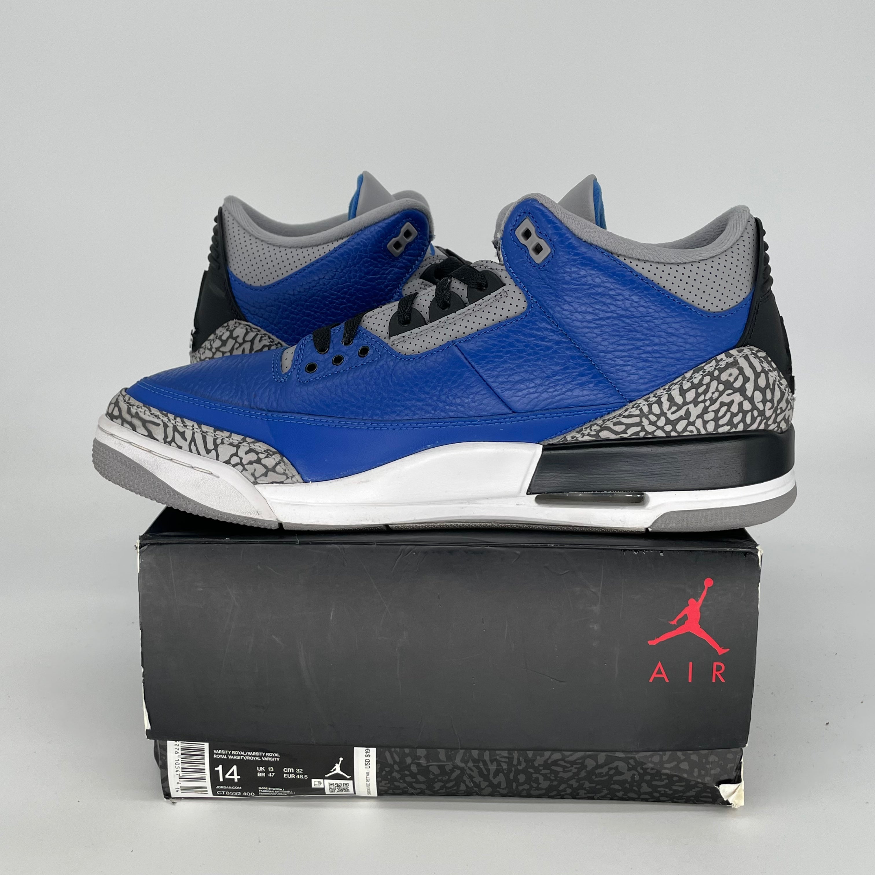 AIR JORDAN 3 VARSITY ROYAL CEMENT SIZE 14/15/5W CT8532-400