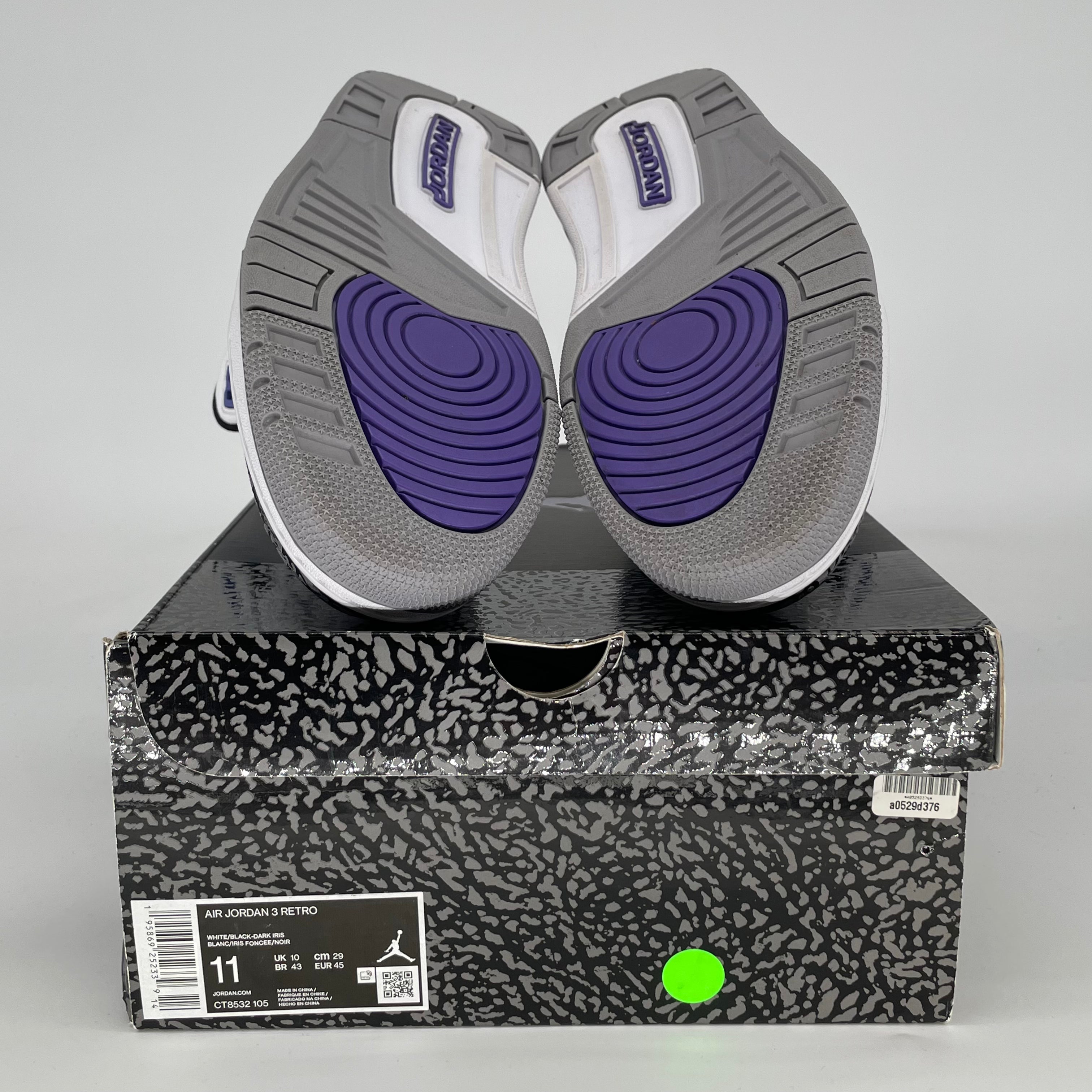 AIR JORDAN 3 DARK IRIS CT8532-105 SIZE 11/12.5W