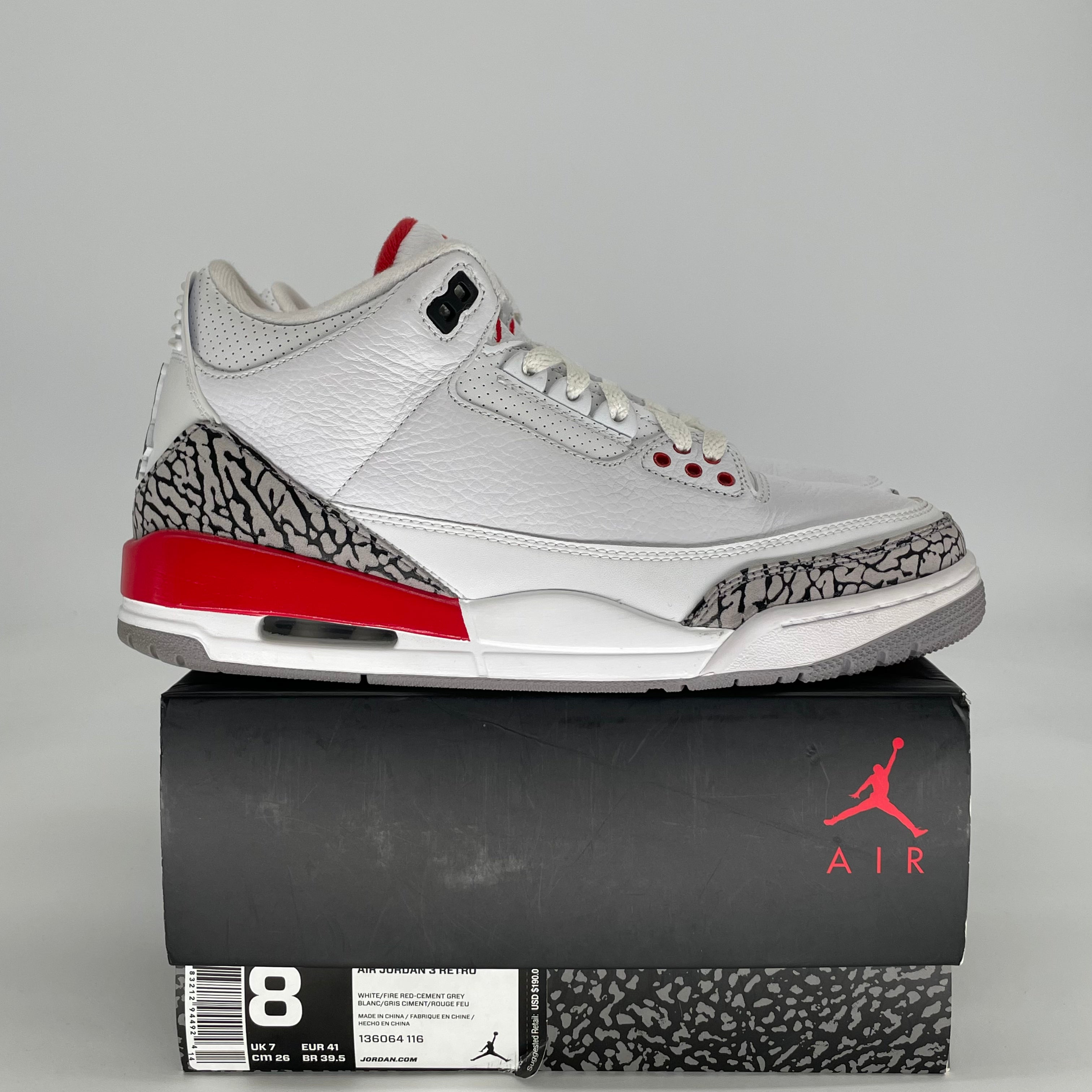 AIR JORDAN 3 HALL OF FAME 136064-116 SIZE 8/9.5W