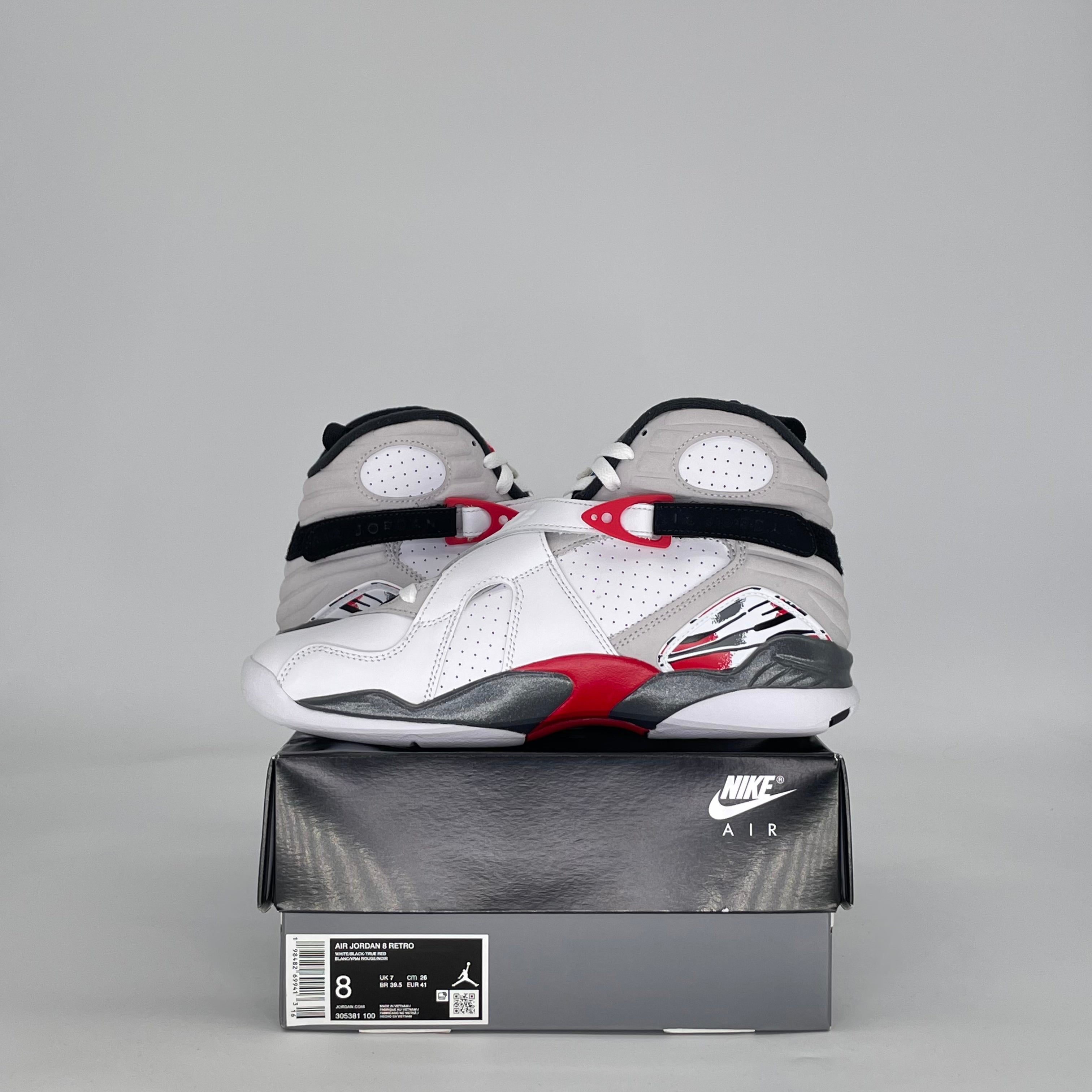 AIR JORDAN 8 WHITE TRUE RED (2025) 305381-100 SIZE 8/9.5W