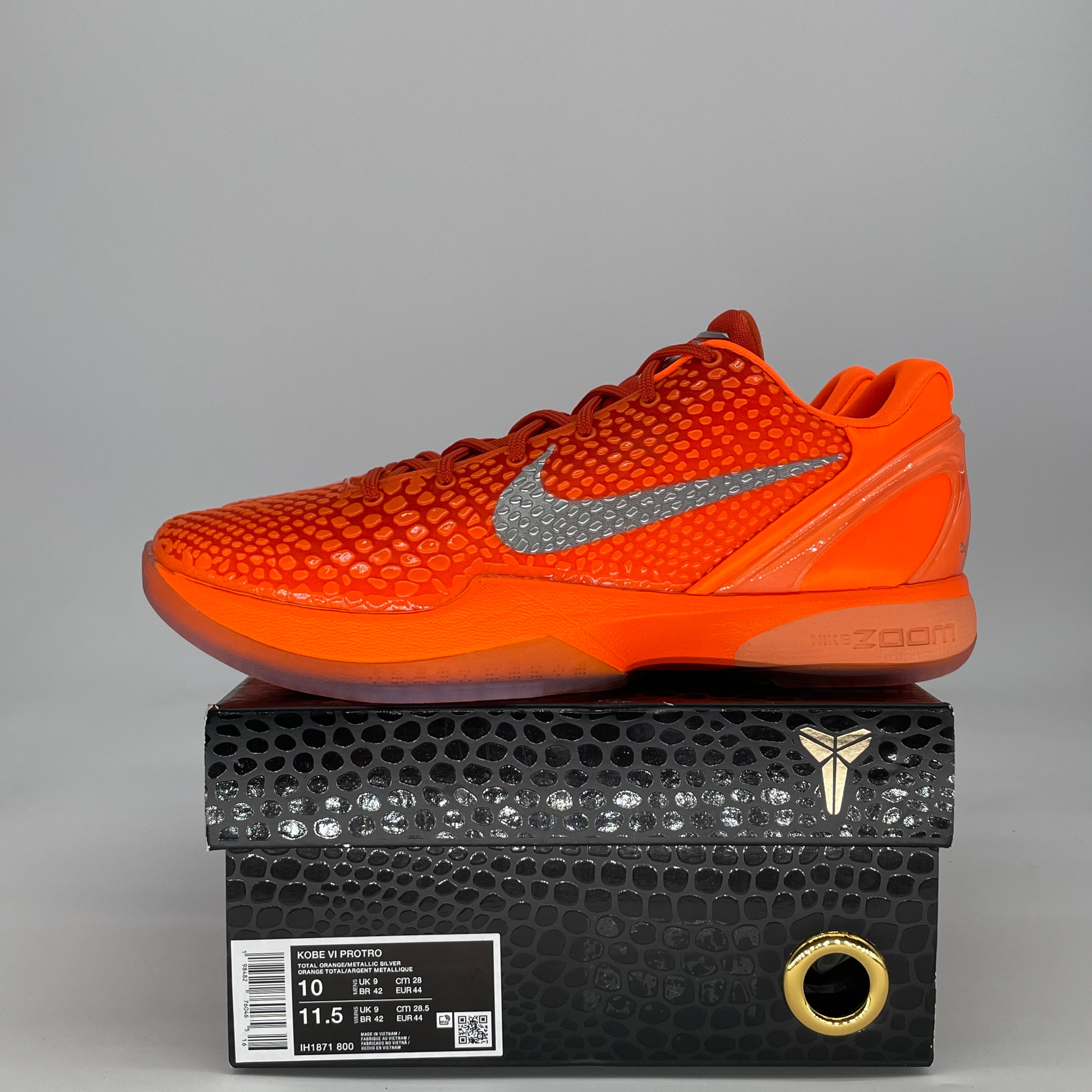 NIKE KOBE 6 PROTRO TOTAL ORANGE IH1871-800 SIZE 10/11.5W