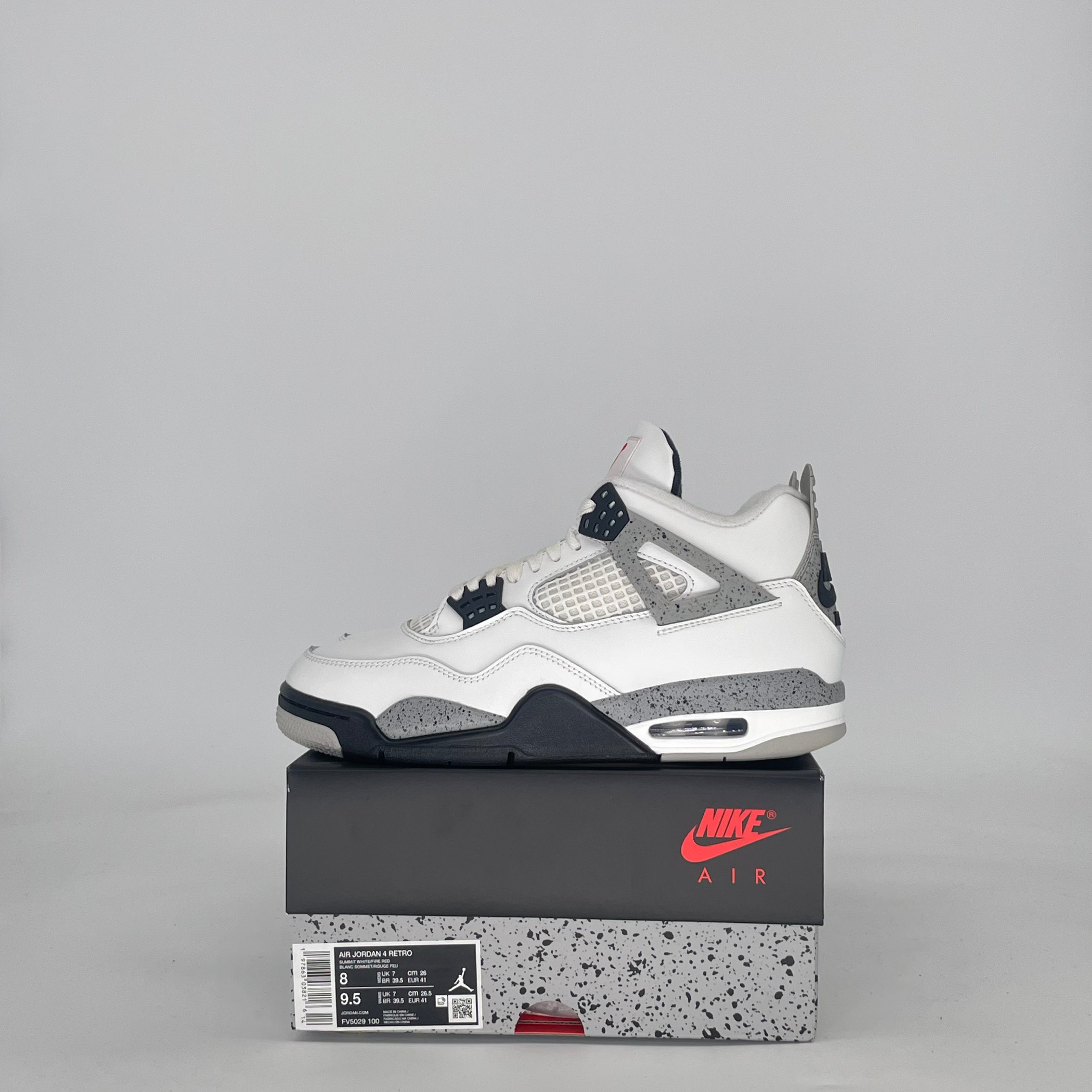 AIR JORDAN 4 WHITE CEMENT FV5029-100 SIZE 8/9.5W