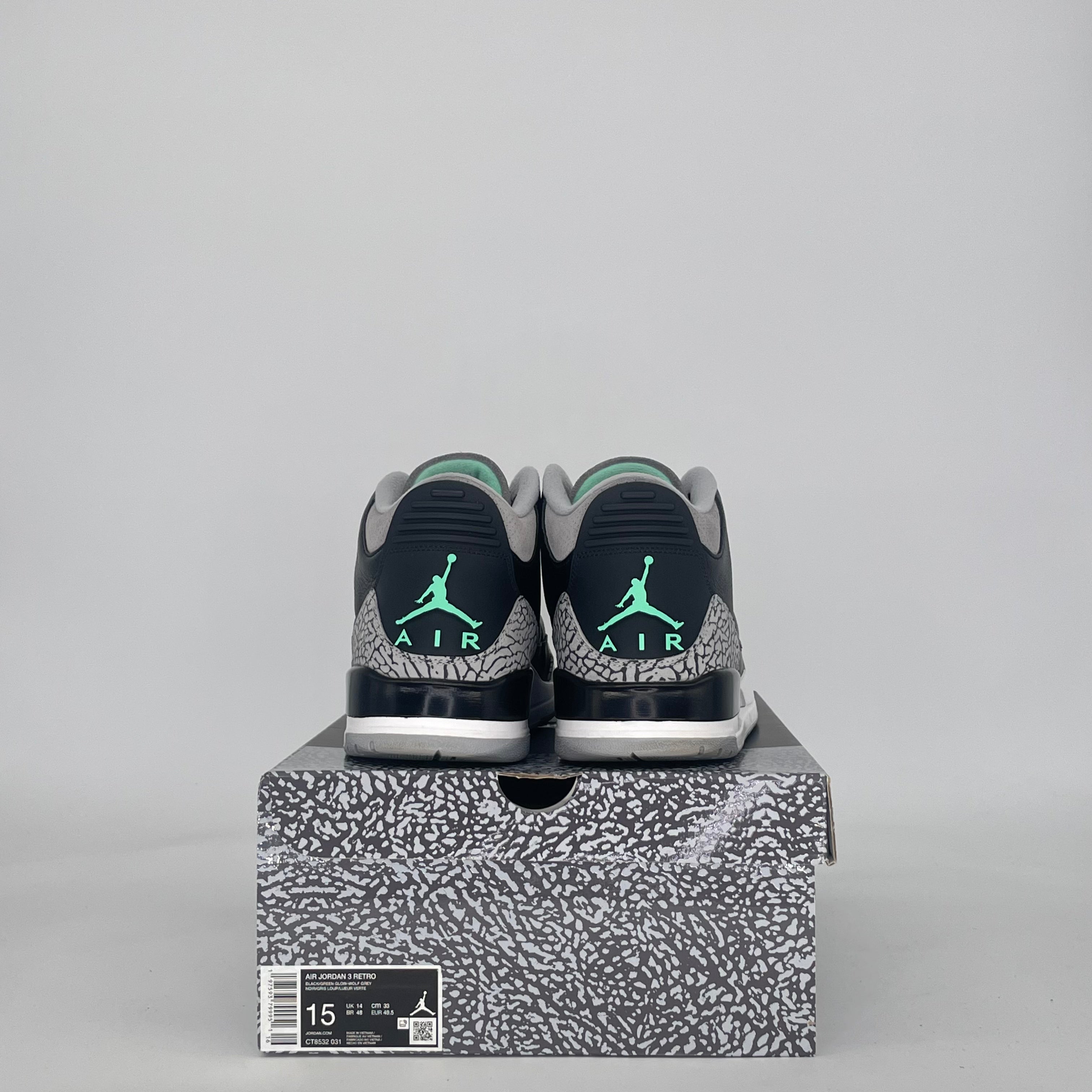 AIR JORDAN 3 GREEN GLOW CT8532-031 SIZE 15/16.5W