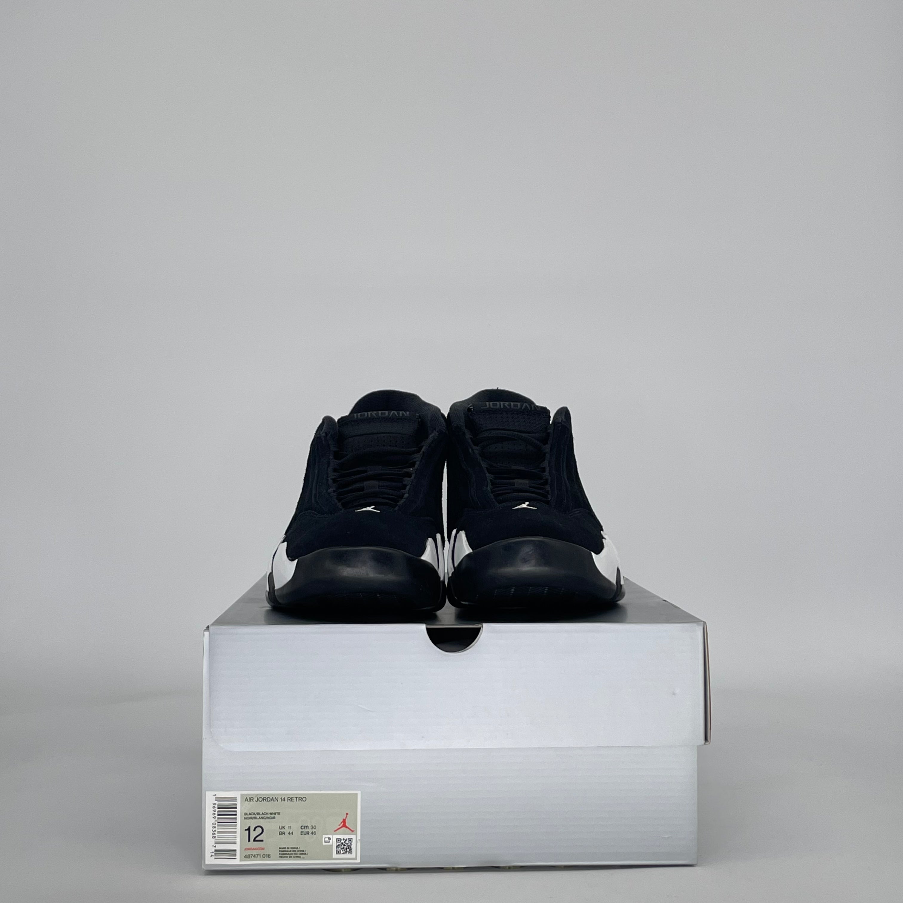 AIR JORDAN 14 BLACK WHITE 487471-016 SIZE 12/13.5W