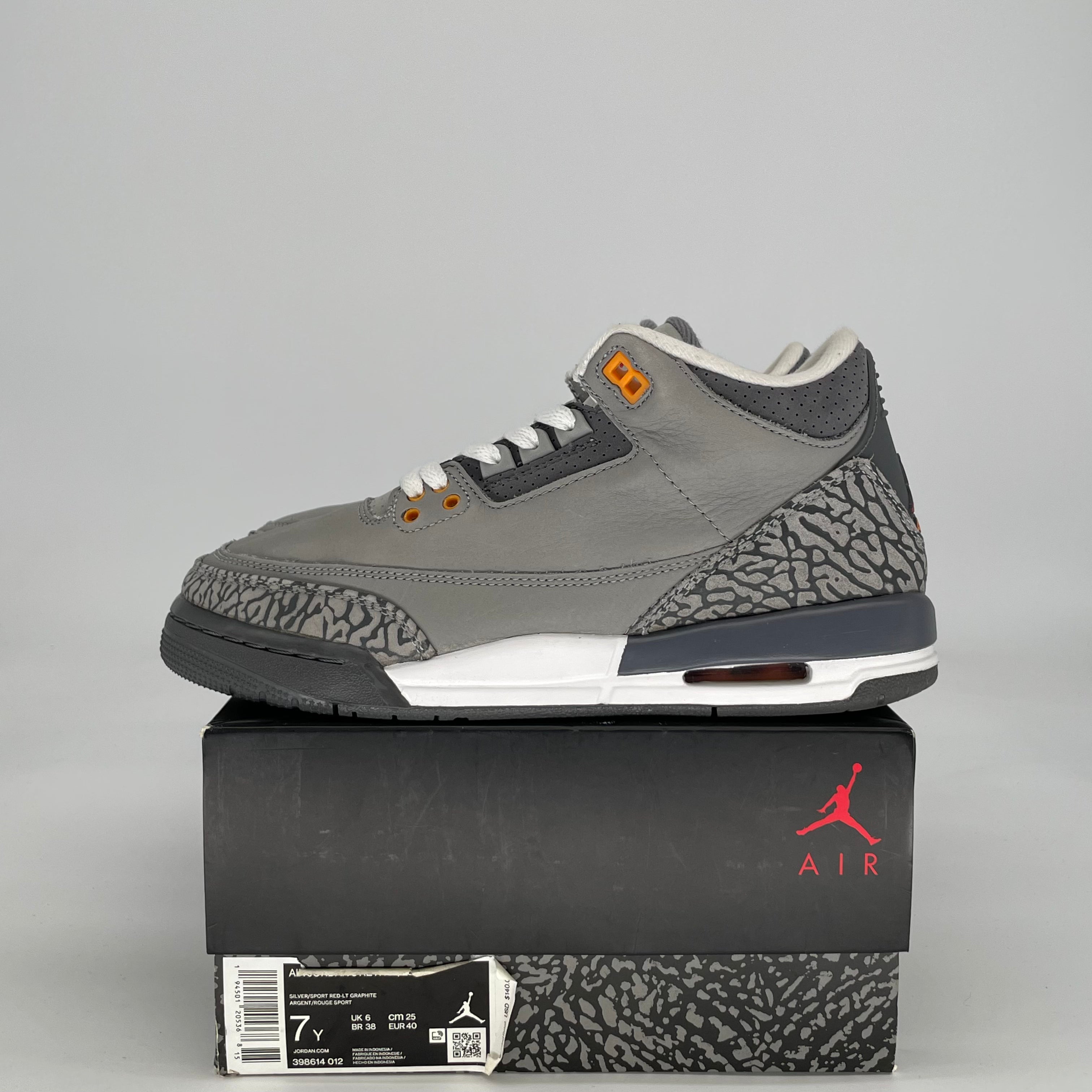 AIR JORDAN 3 COOL GREY 398614-012 SIZE 7/8.5W