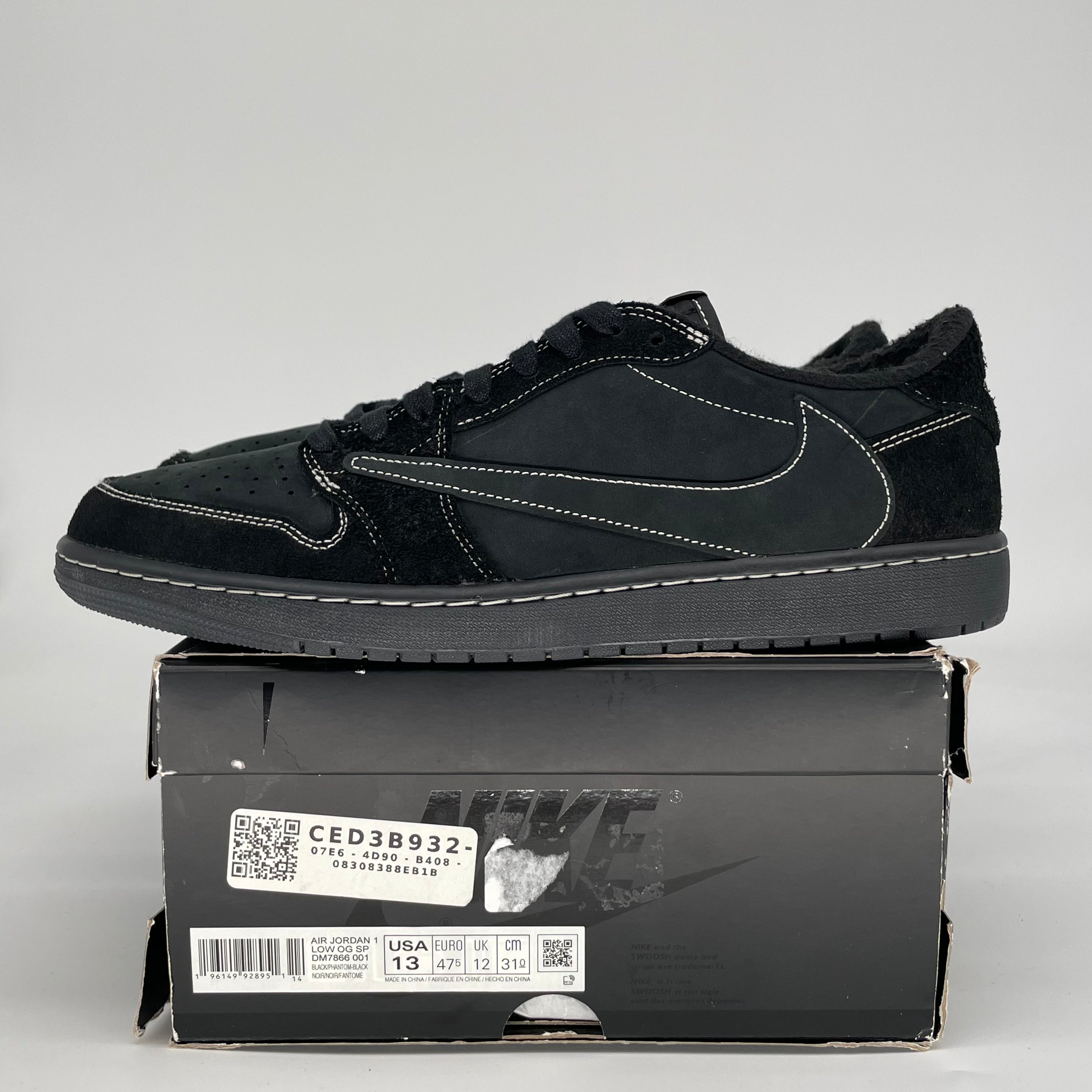 AIR JORDAN 1 TRAVIS SCOTT BLACK PHANTOM DM7866-001 SIZE 13/14.5W