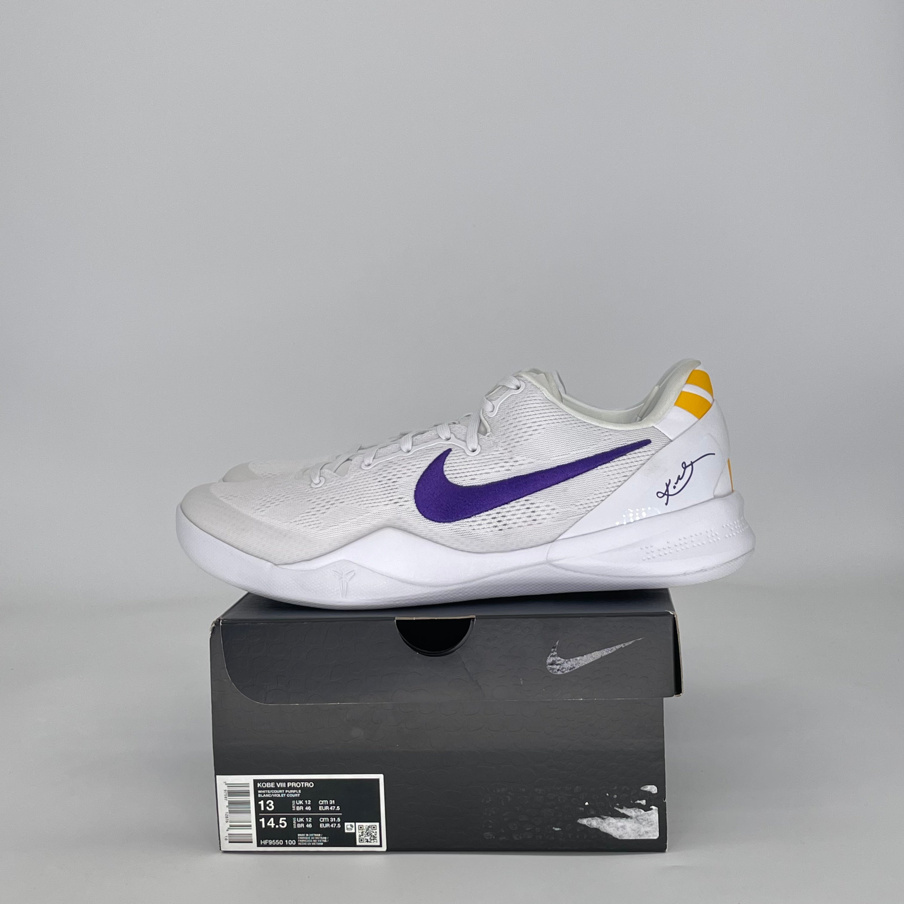 NIKE KOBE 8 PROTRO LAKERS HOME HF9550-100 SIZE 13/14.5W
