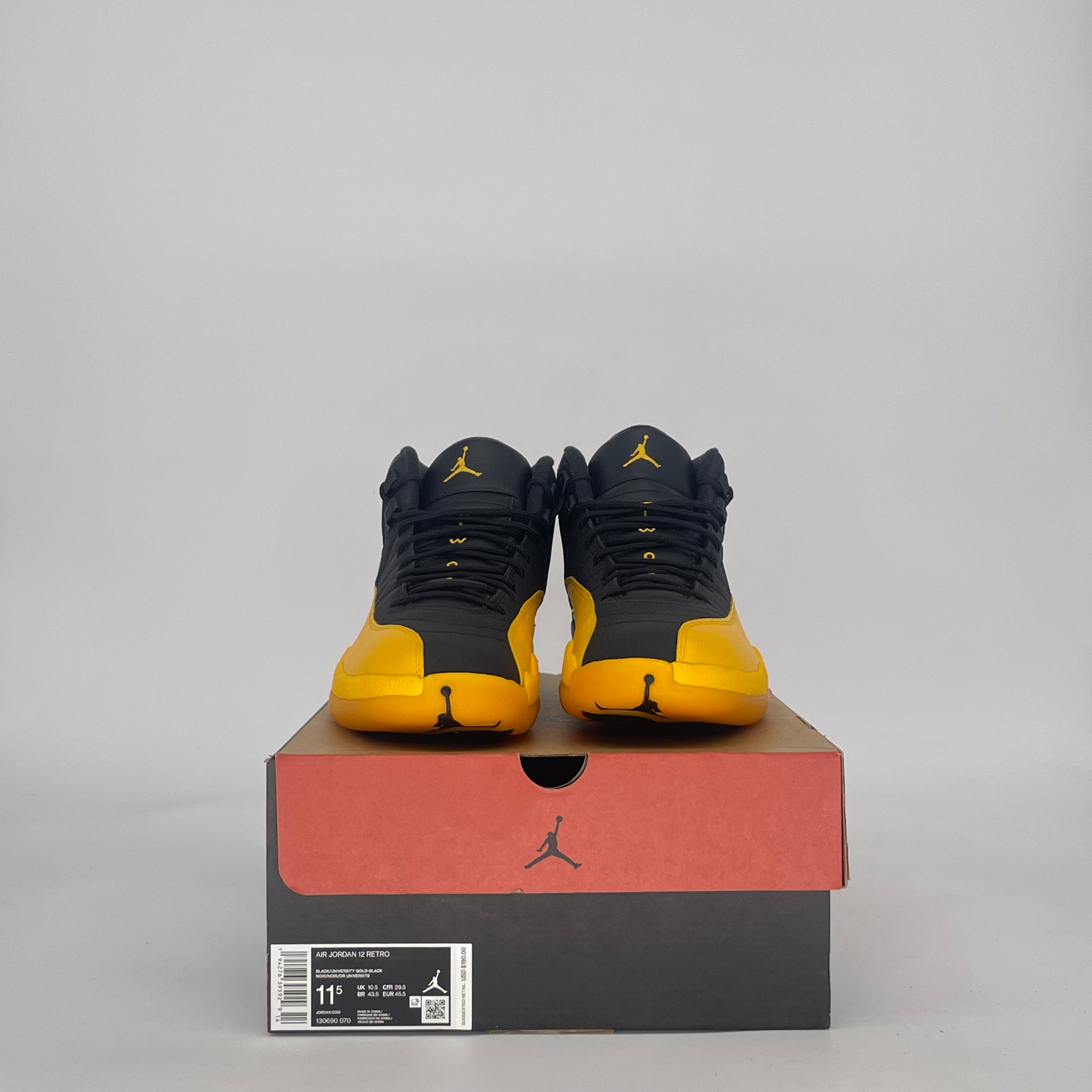 AIR JORDAN 12 BLACK UNIVERSITY GOLD 130690-070 SIZE 11.5/13W