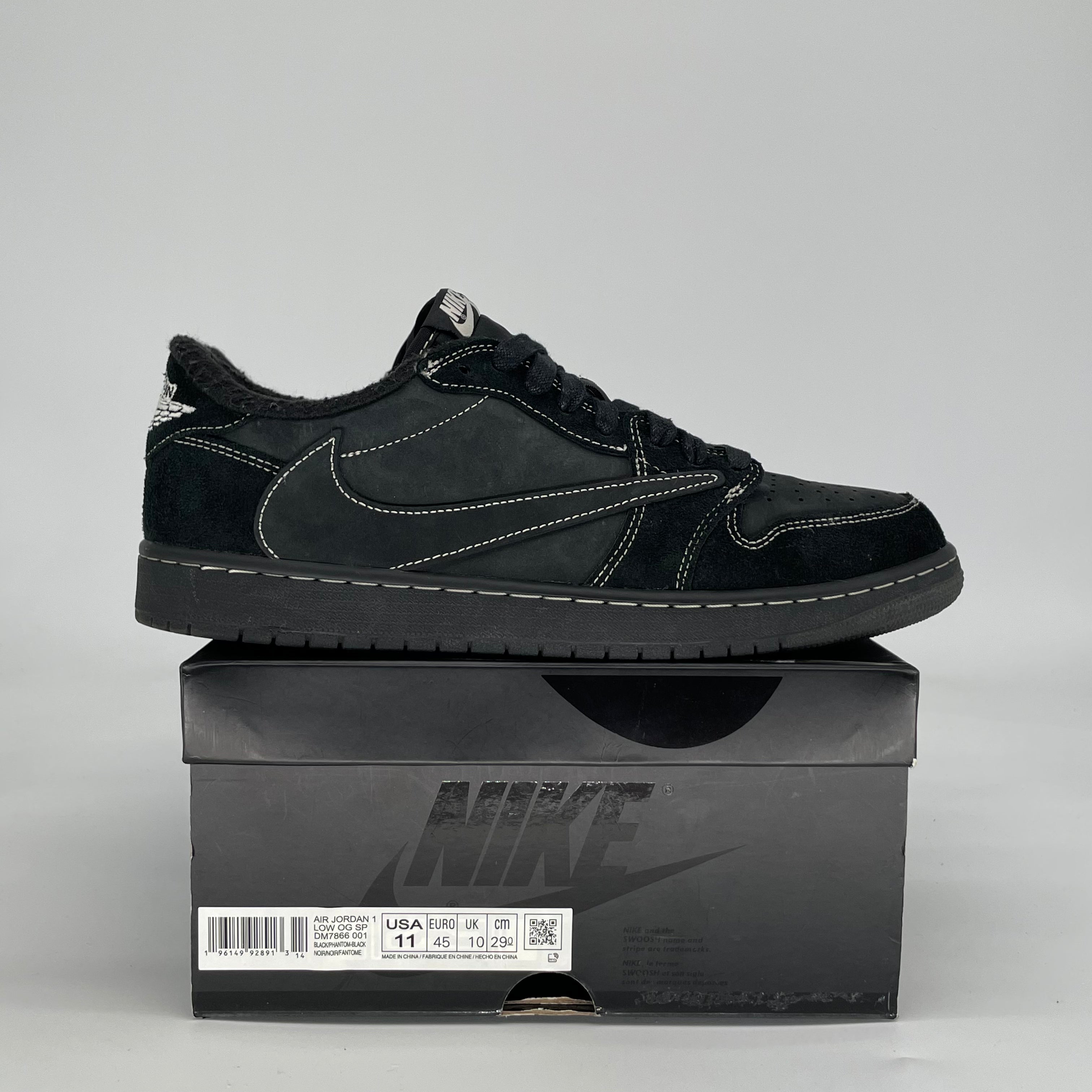 TRAVIS SCOTT X AIR JORDAN 1 LOW BLACK PHANTOM DM7866-001 SIZE 11/12.5W