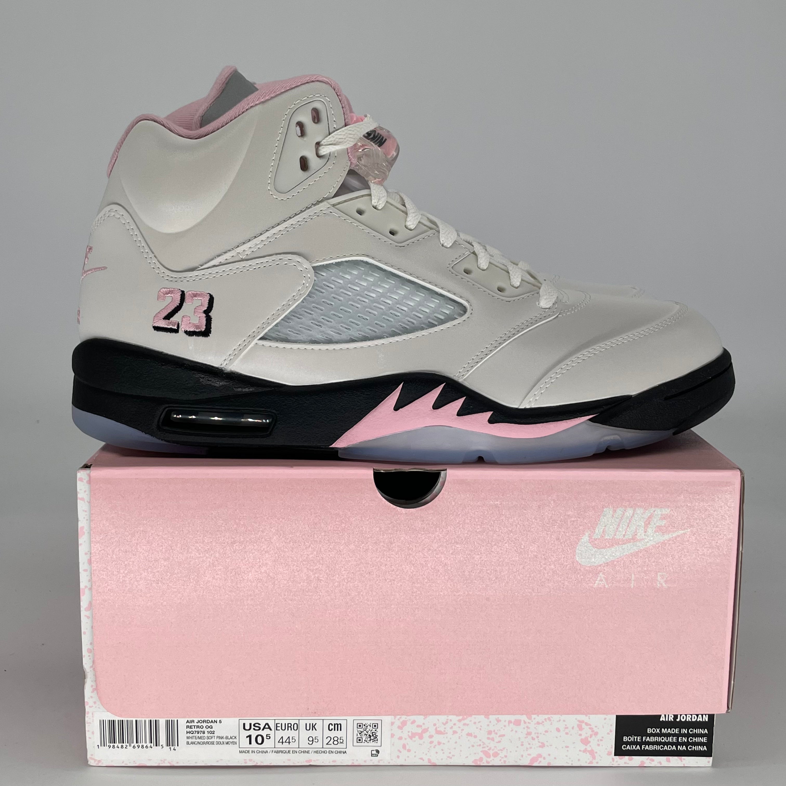 AIR JORDAN 5 MEDIUM SOFT PINK HQ7978-102 SIZE 10.5/12W