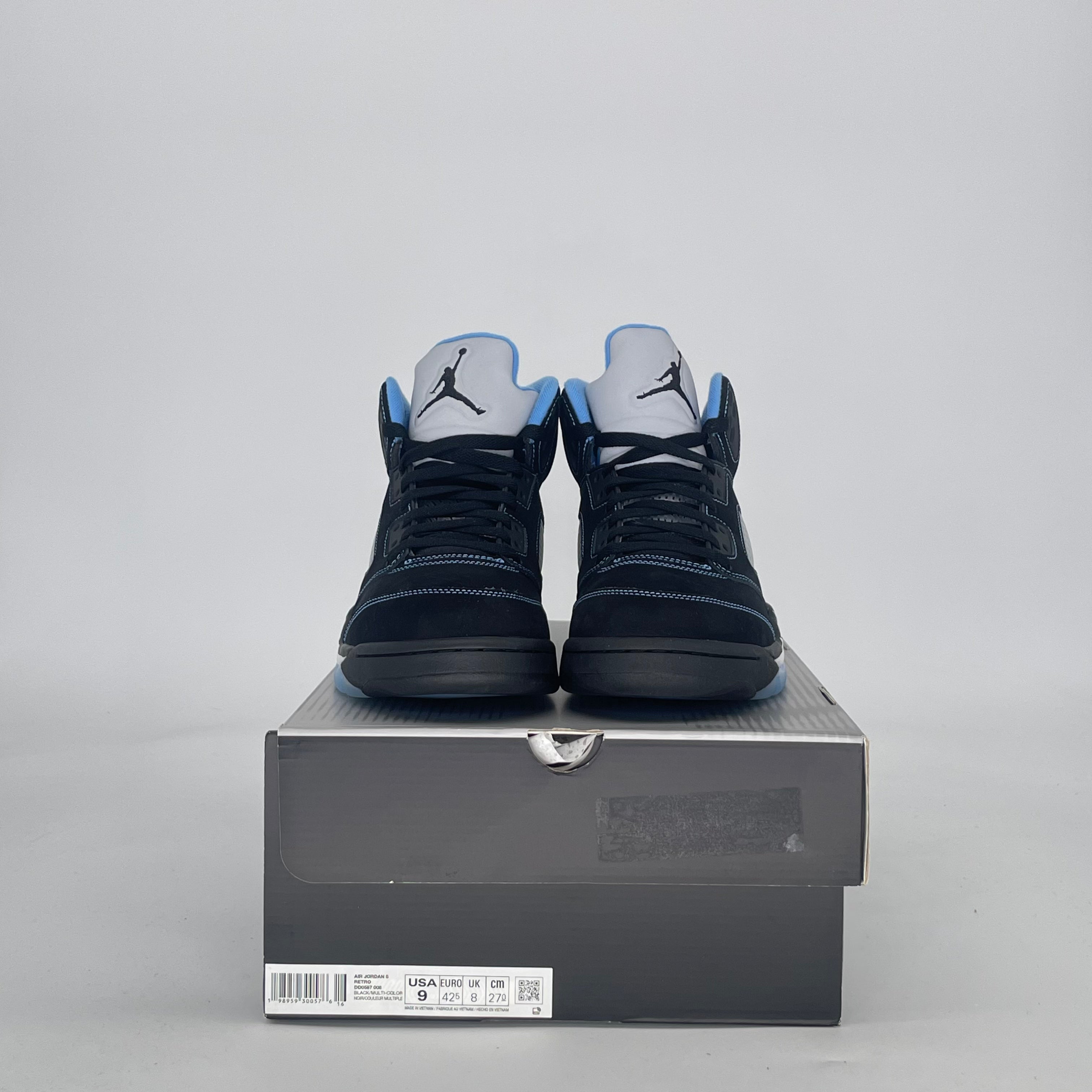 AIR JORDAN 5 BLACK UNIVERSITY BLUE DD0587-008 SIZE 9/10.5W