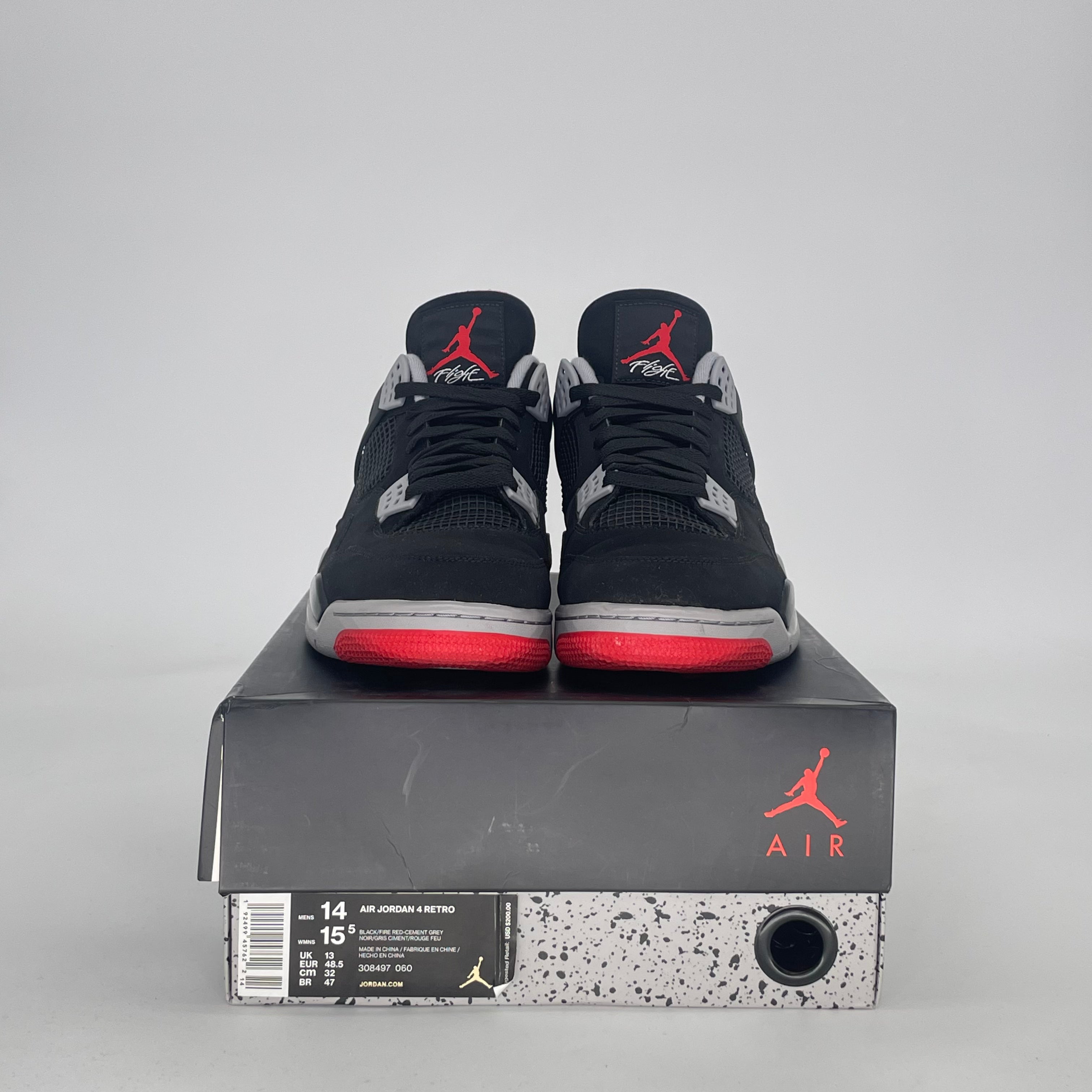 AIR JORDAN 4 BRED 308497-060 SIZE 14/15.5W
