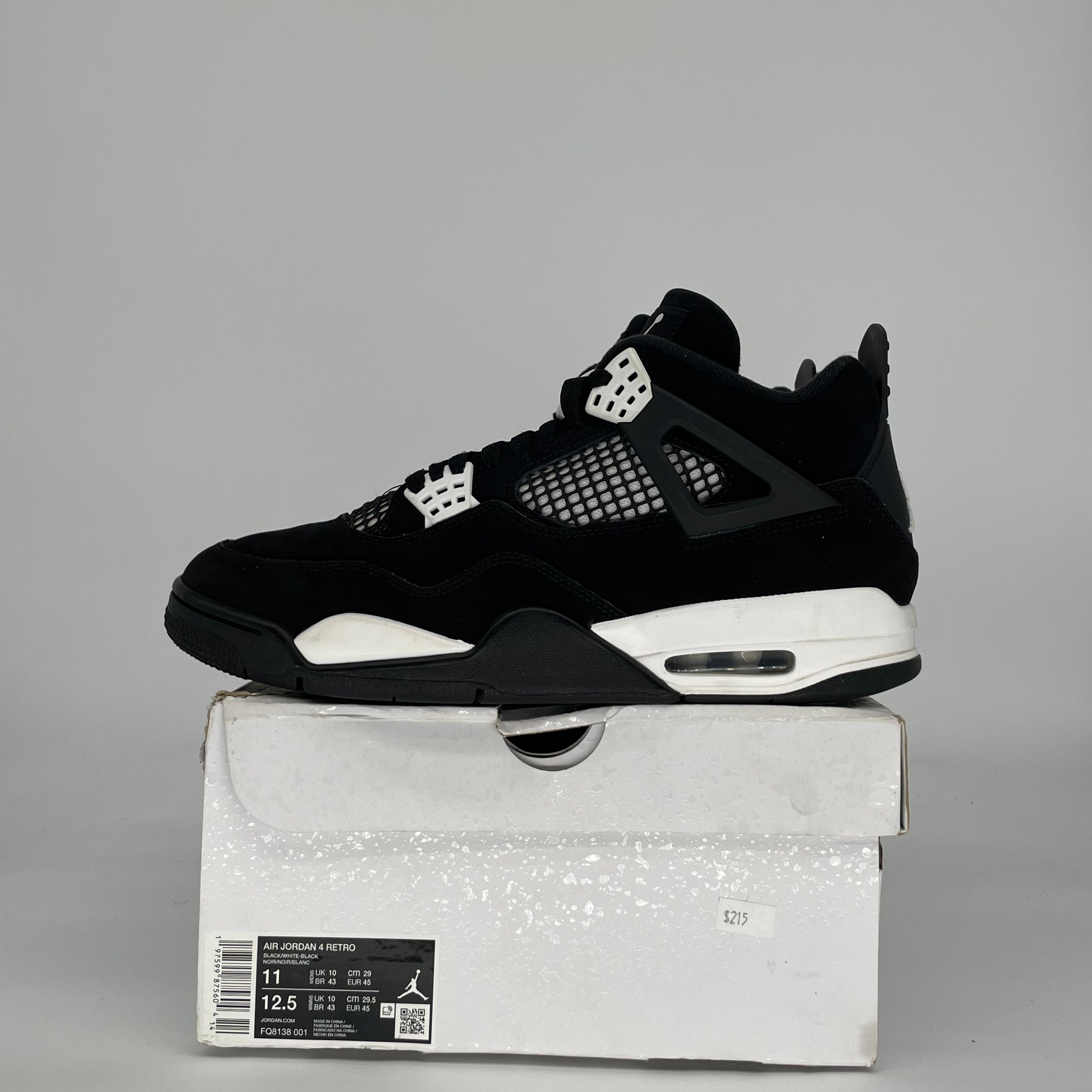 AIR JORDAN 4 WHITE THUNDER FQ8138-001 SIZE 11/12.5W
