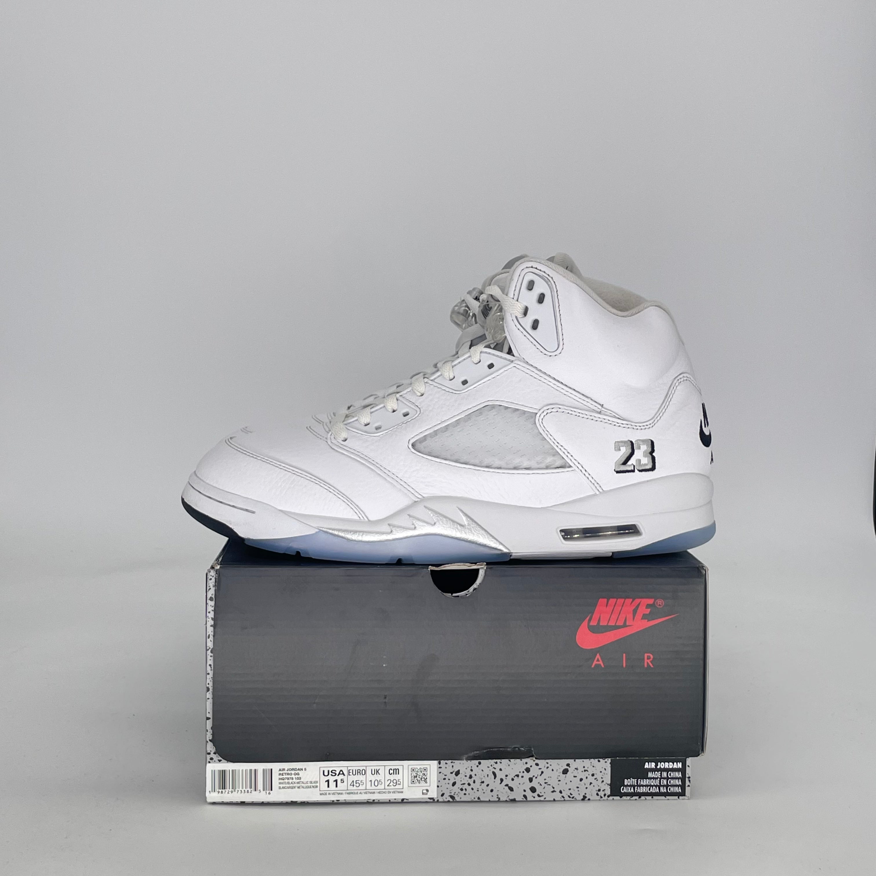 AIR JORDAN 5 WHITE METALLIC HQ7978-103 SIZE 11.5/13W