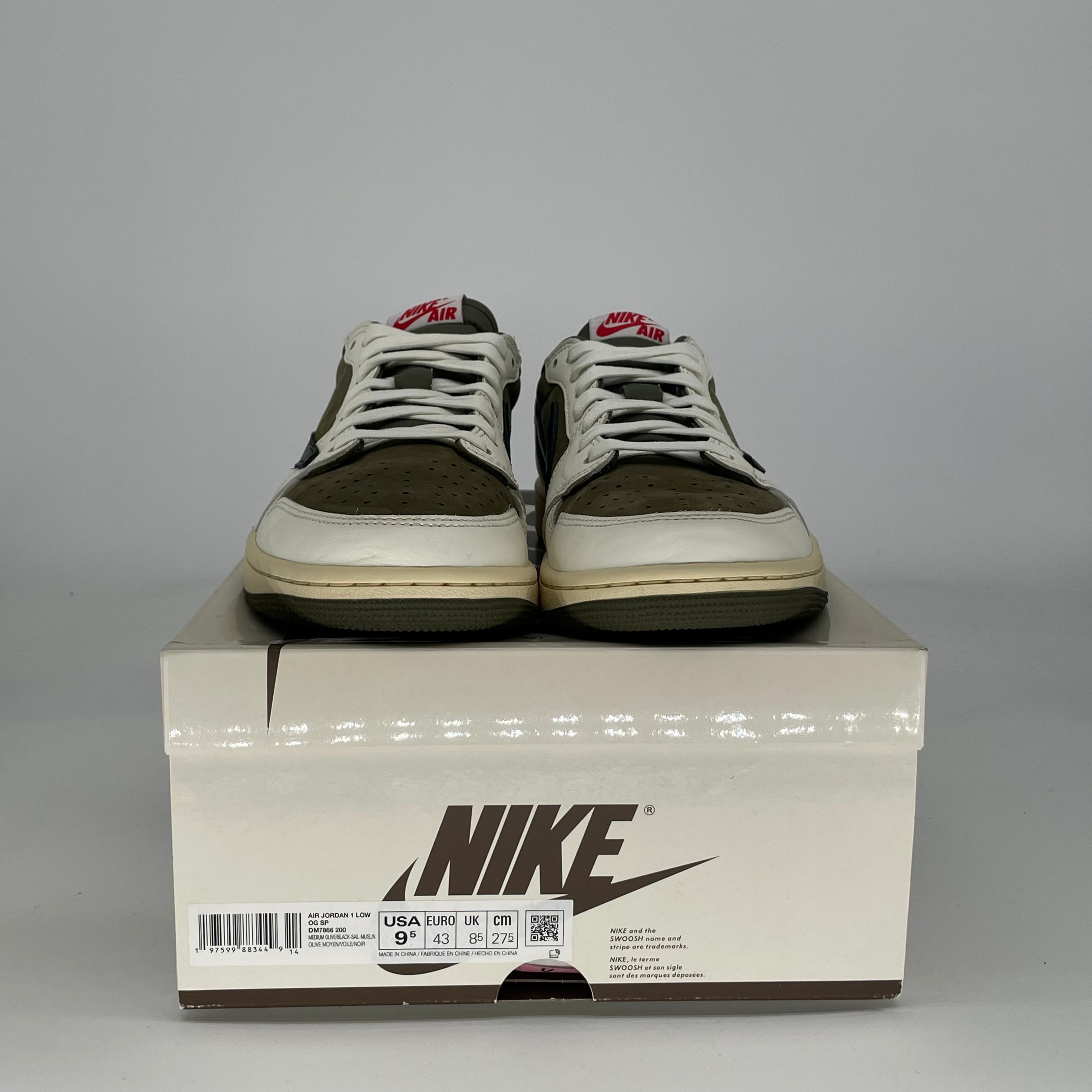 TRAVIS SCOTT X AIR JORDAN 1 MEDIUM OLIVE DM7866-200 SIZE 9.5/11W