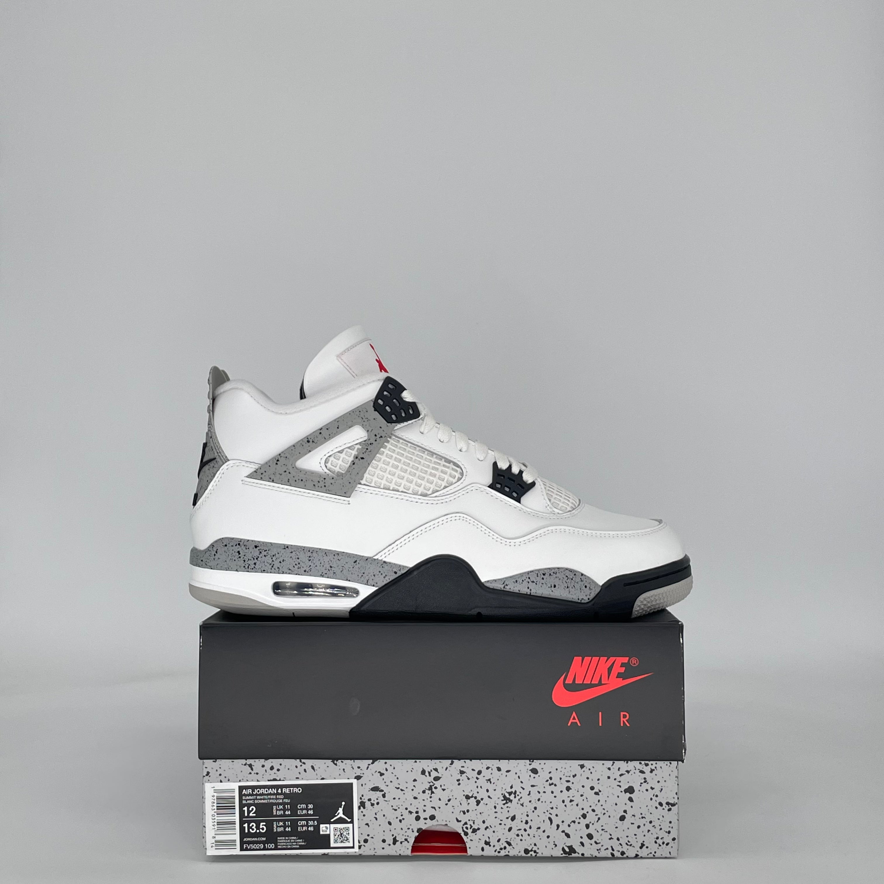 AIR JORDAN 4 WHITE CEMENT FV5029-100 SIZE 12/13.5W