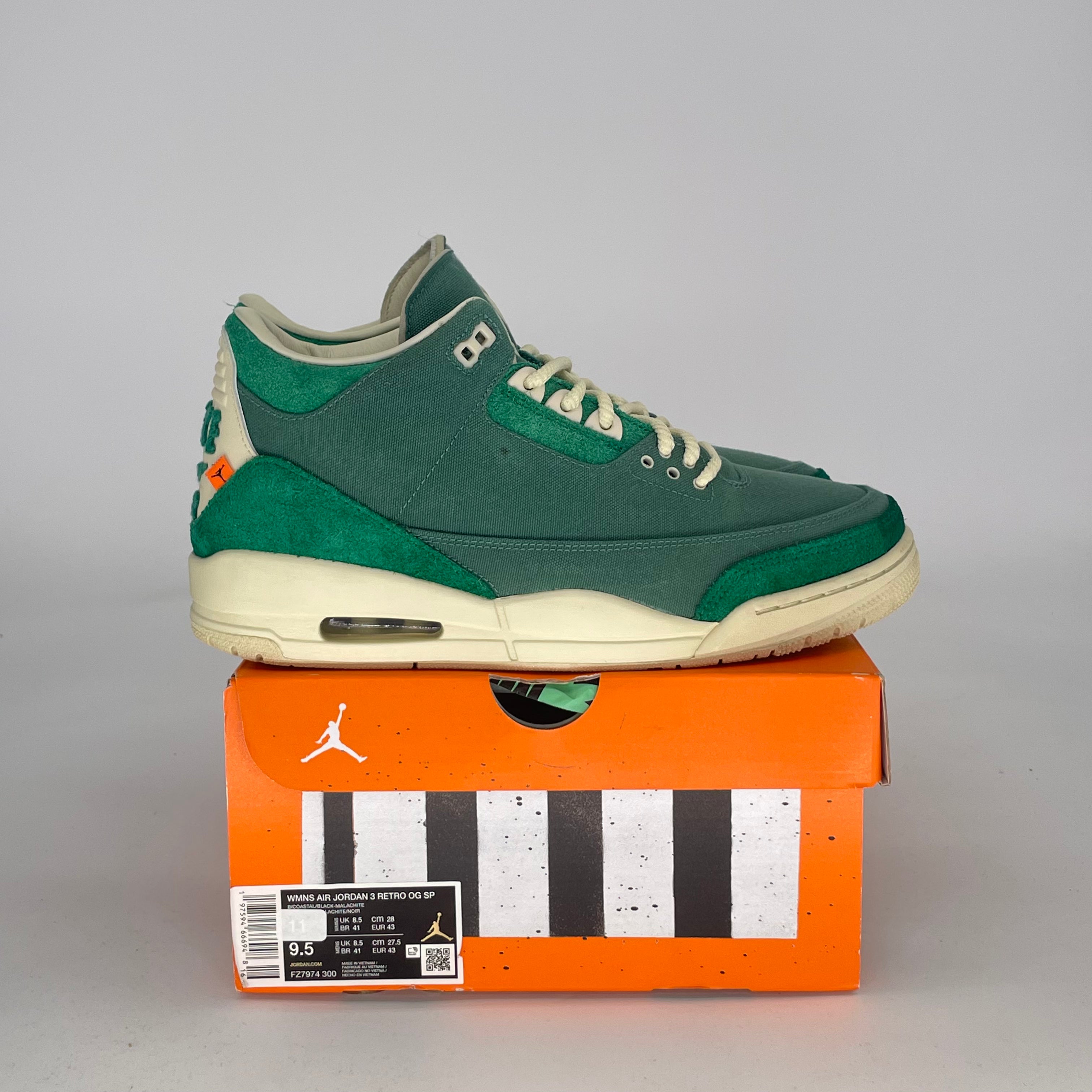 AIR JORDAN 3 NINA CHANEL ABNEY BICOASTAL FZ7974-300 SIZE 9.5/11W