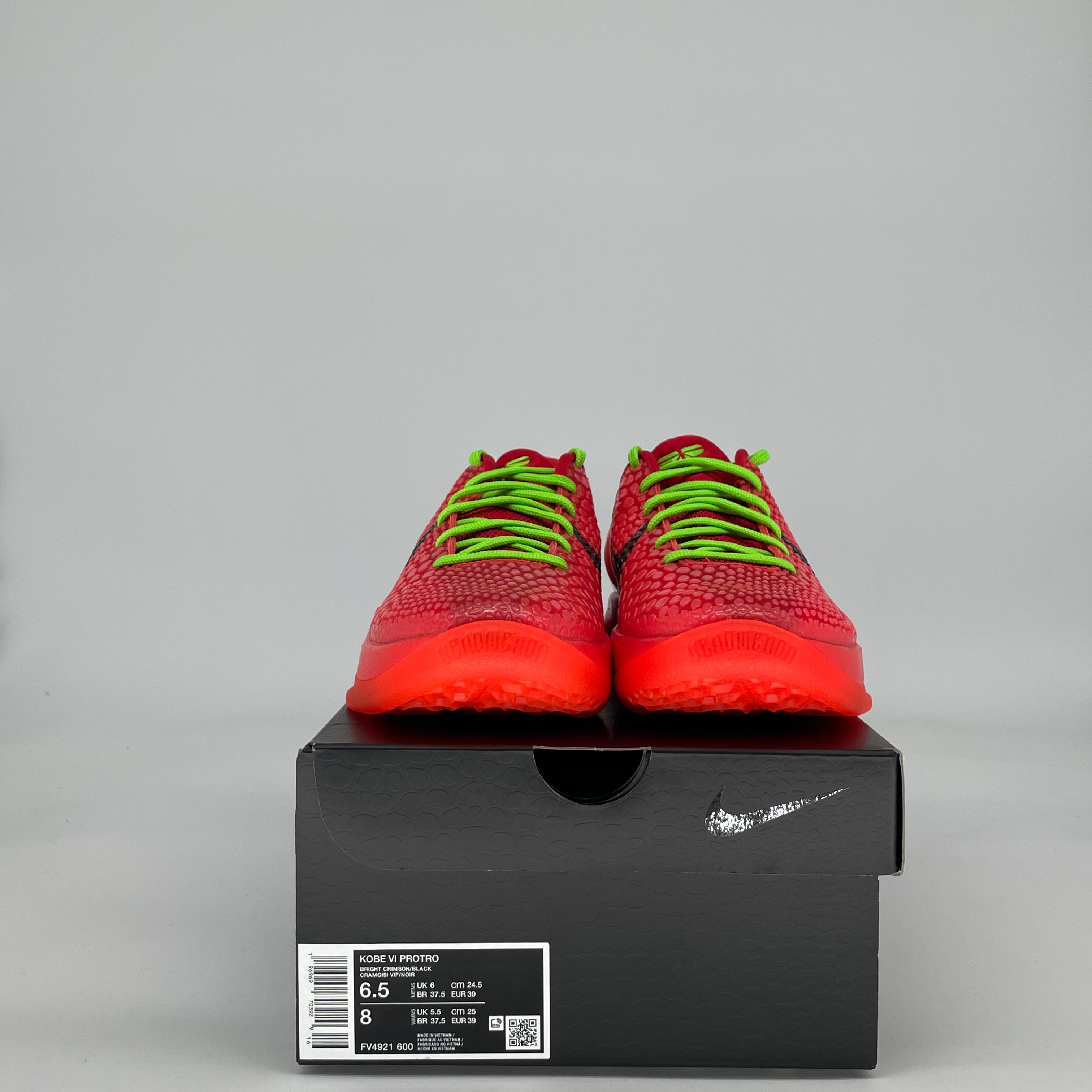 NIKE KOBE 6 PROTRO REVERSE GRINCH FV4921-600 SIZE 6.5/8W