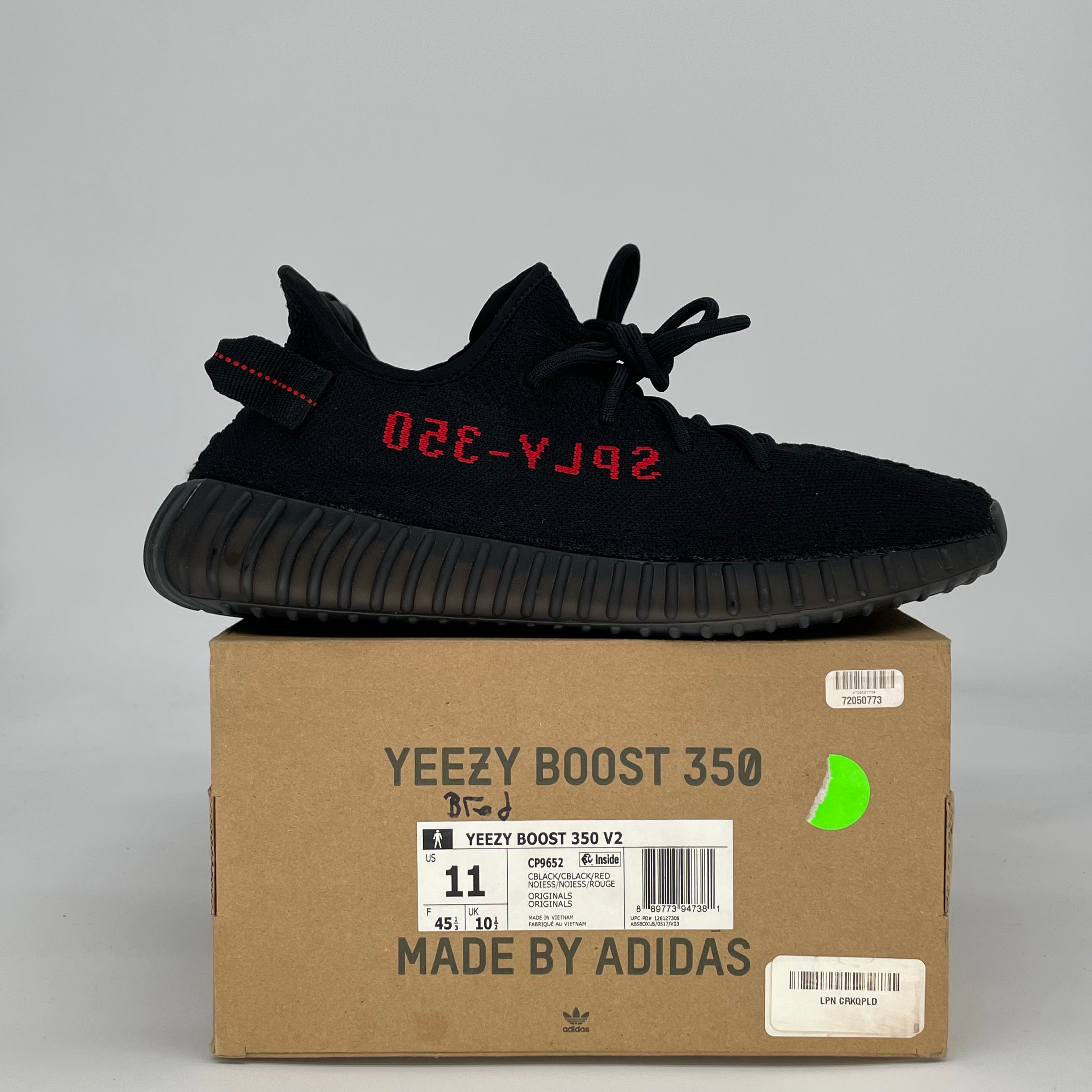ADIDAS YEEZY BOOST 350 V2 BLACK RED CP9652 SIZE 11/12.5W