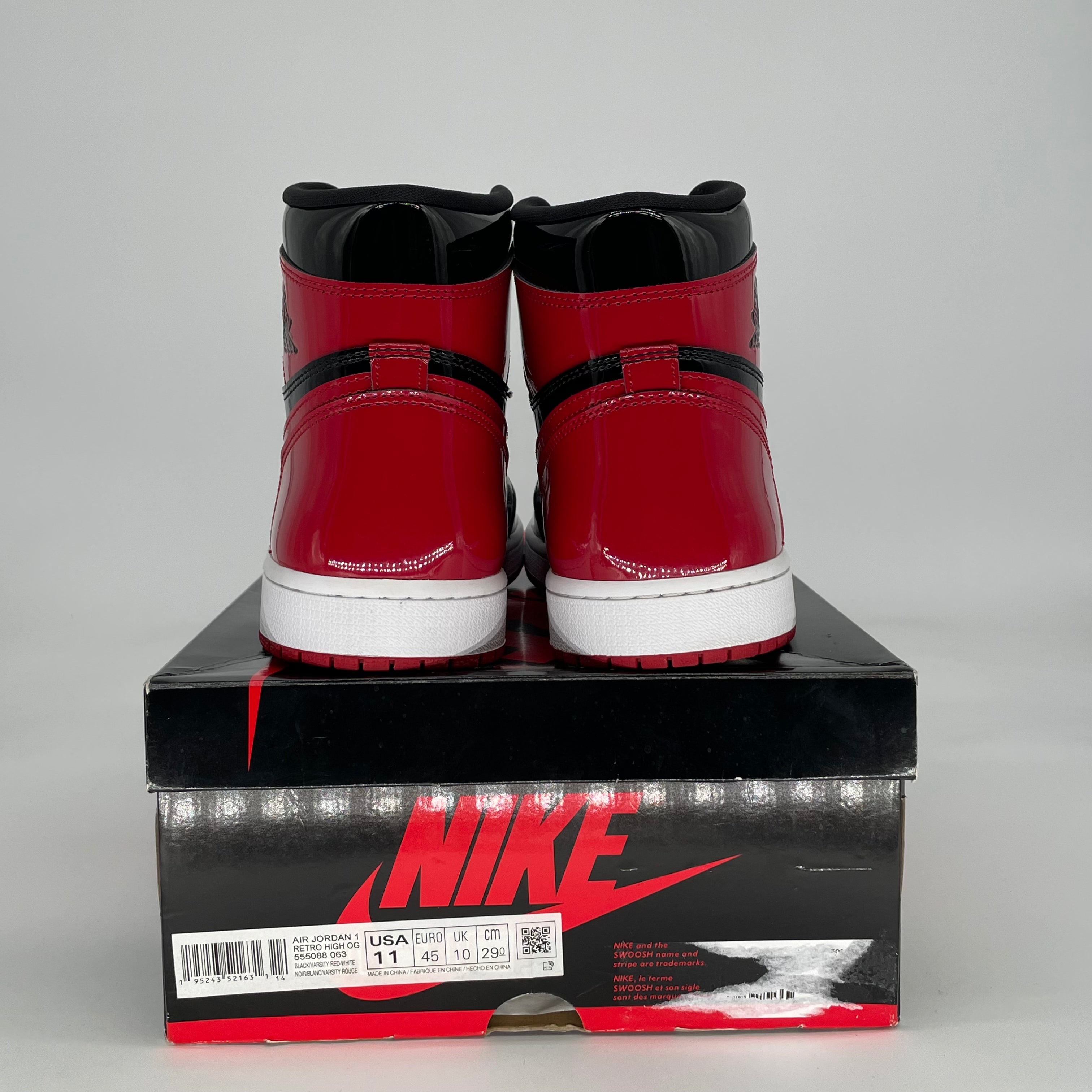 AIR JORDAN 1 PATENT BRED 555088-063 SIZE 11/12.5W