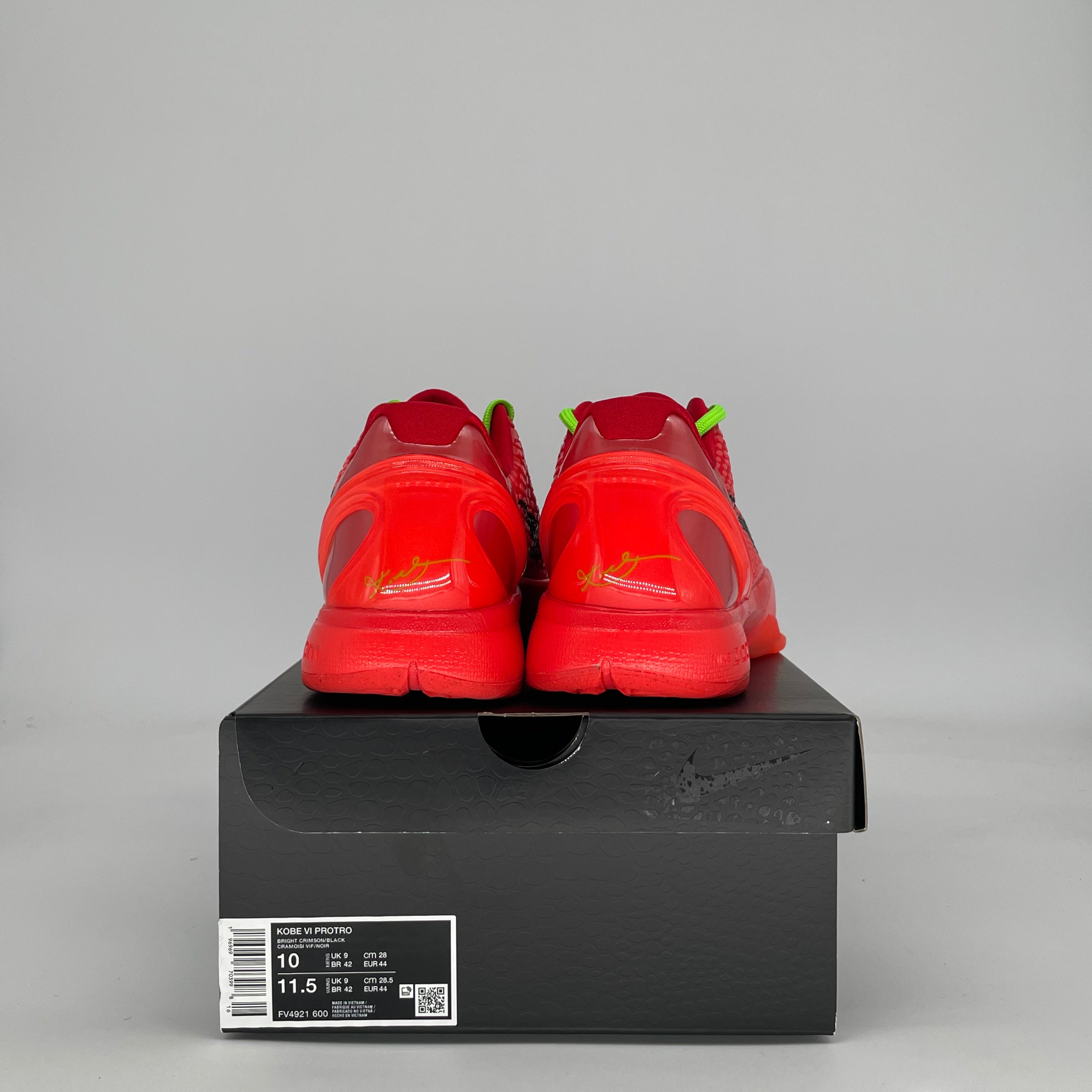 NIKE KOBE 6 PROTRO REVERSE GRINCH FV4921-600 SIZE 10/11.5W