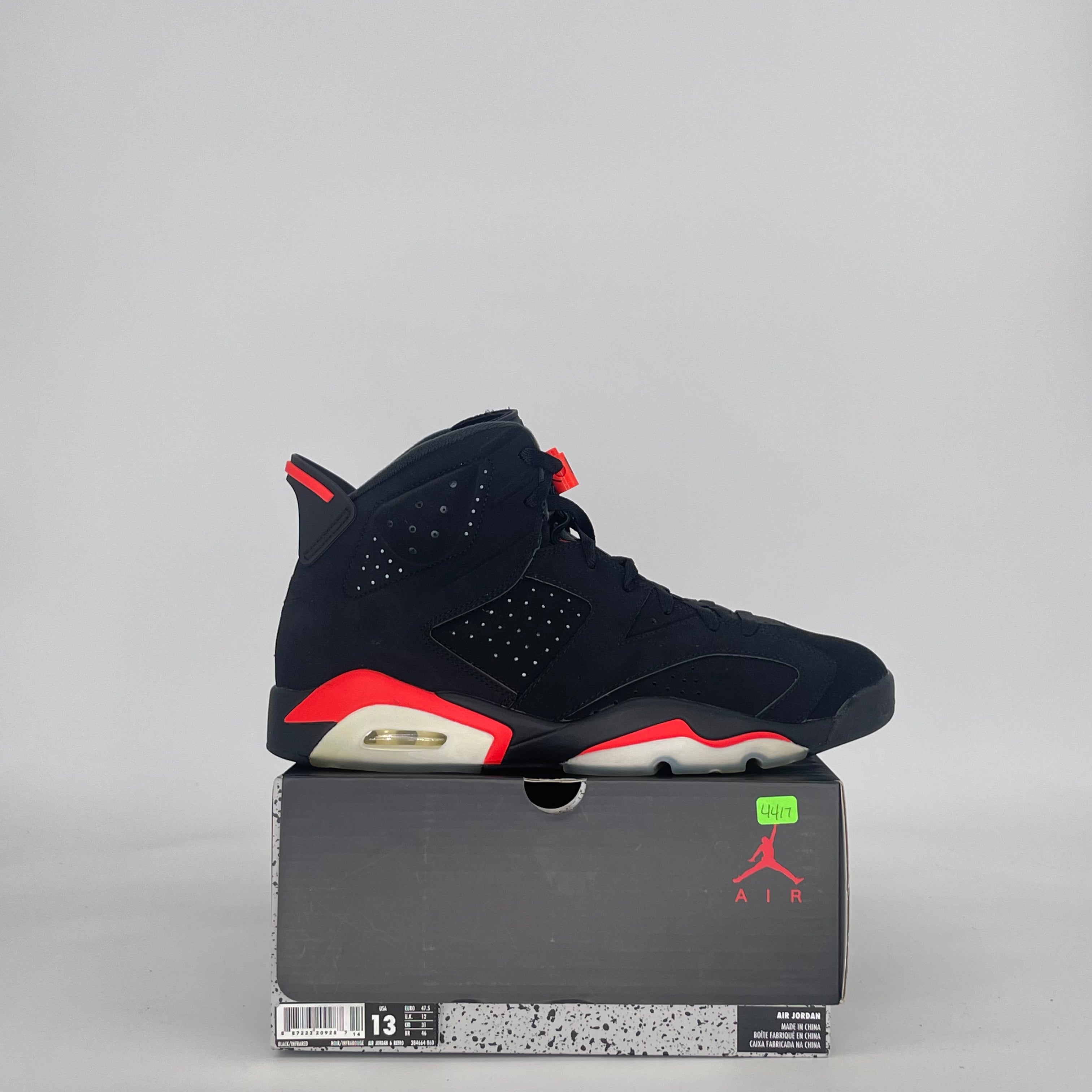 AIR JORDAN 6 BLACK INFRARED (2019) 384664-060 SIZE 13/14.5W