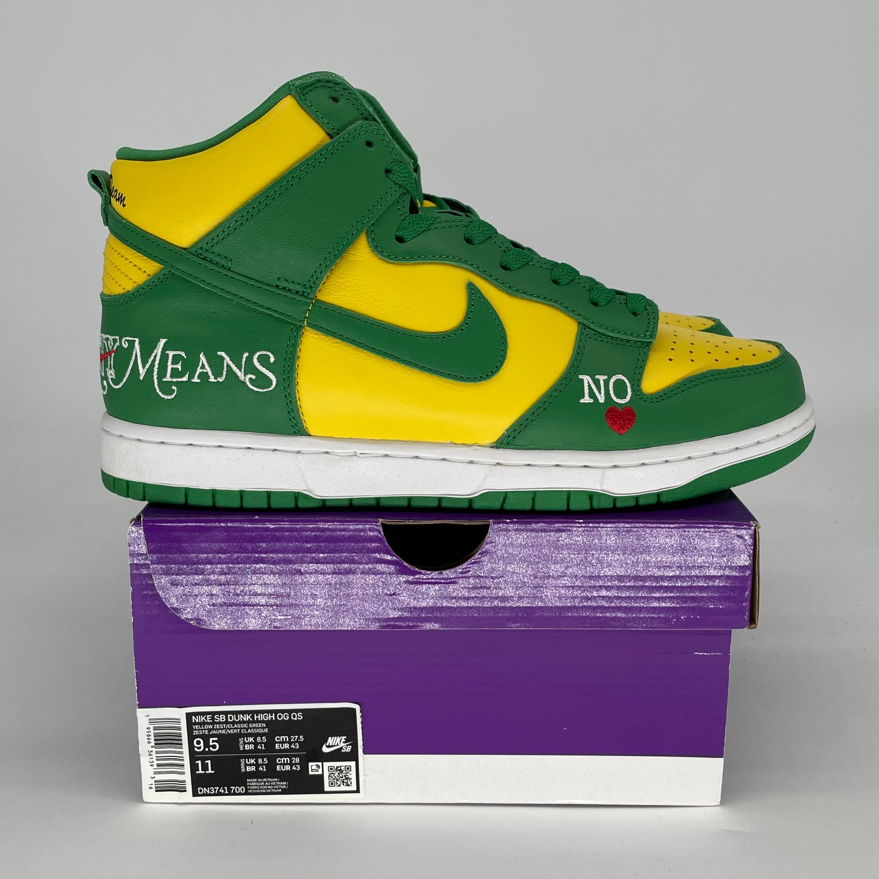 SUPREME X NIKE SB DUNK HIGH BY ANY MEANS BRAZIL DN3741-700 SIZE 9.5/11W