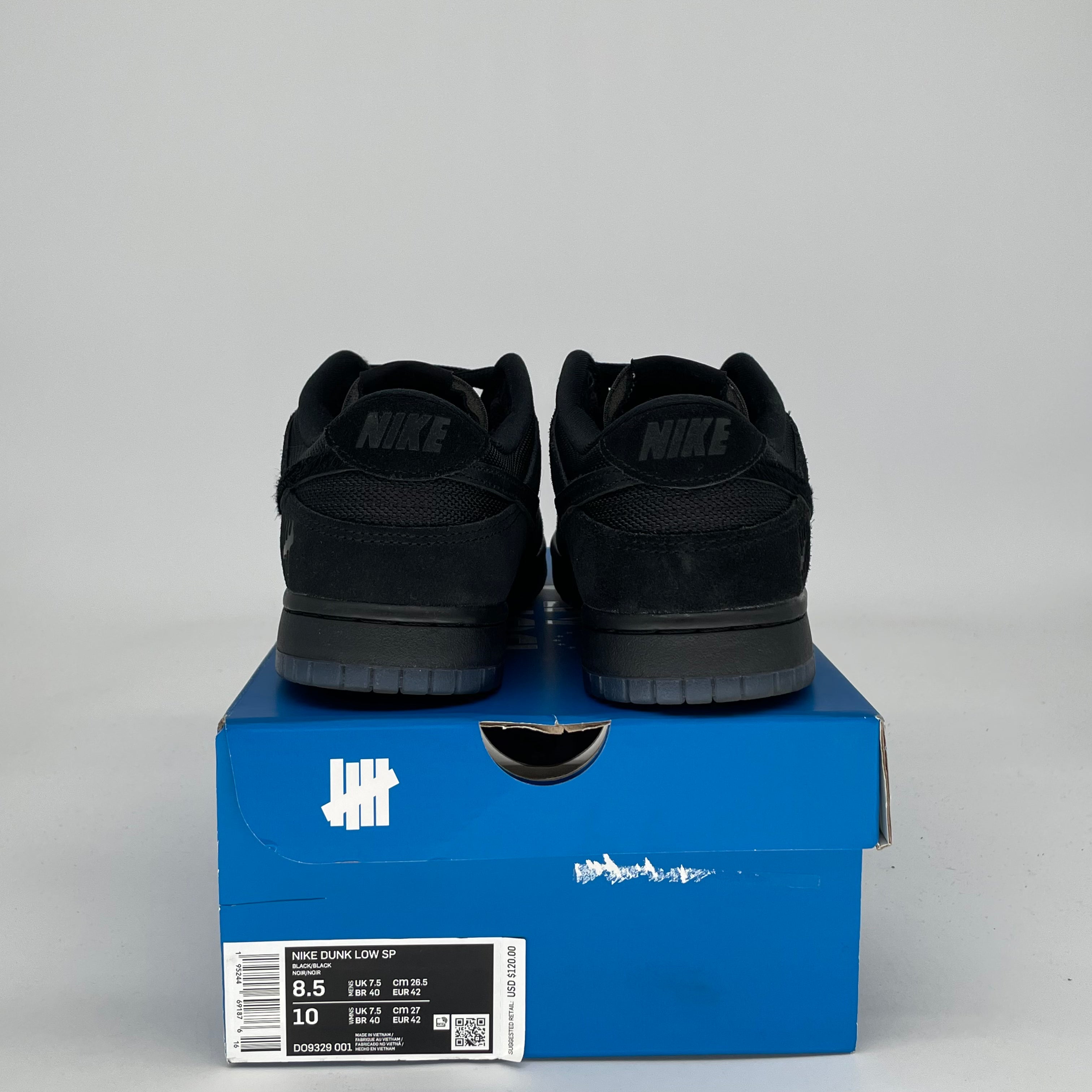 NIKE DUNK LOW UNDEFEATED 5 ON IT BLACK DO9329-001 SIZE 8.5/10W