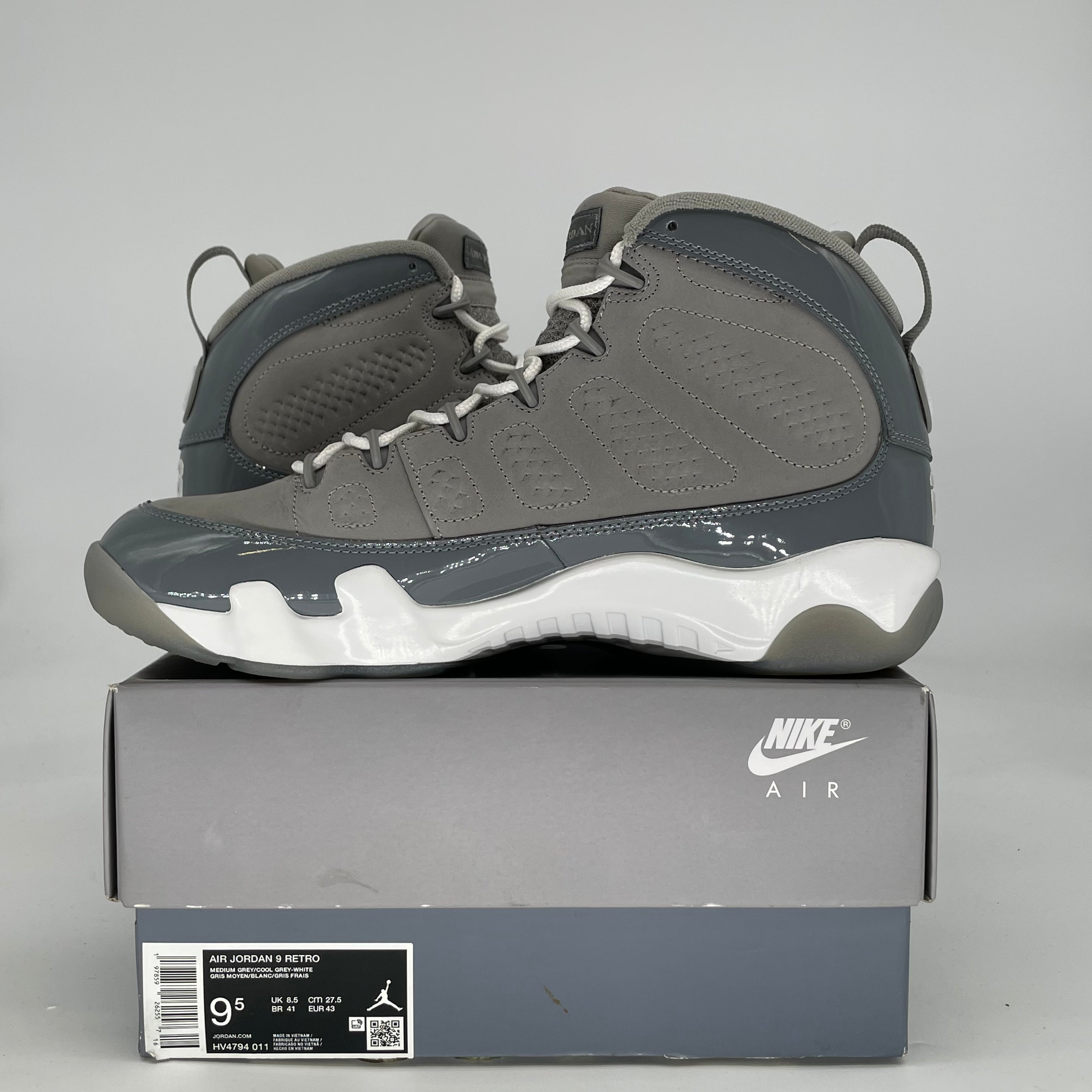 AIR JORDAN 9 COOL GREY HV4794-011 SIZE 9.5/11W