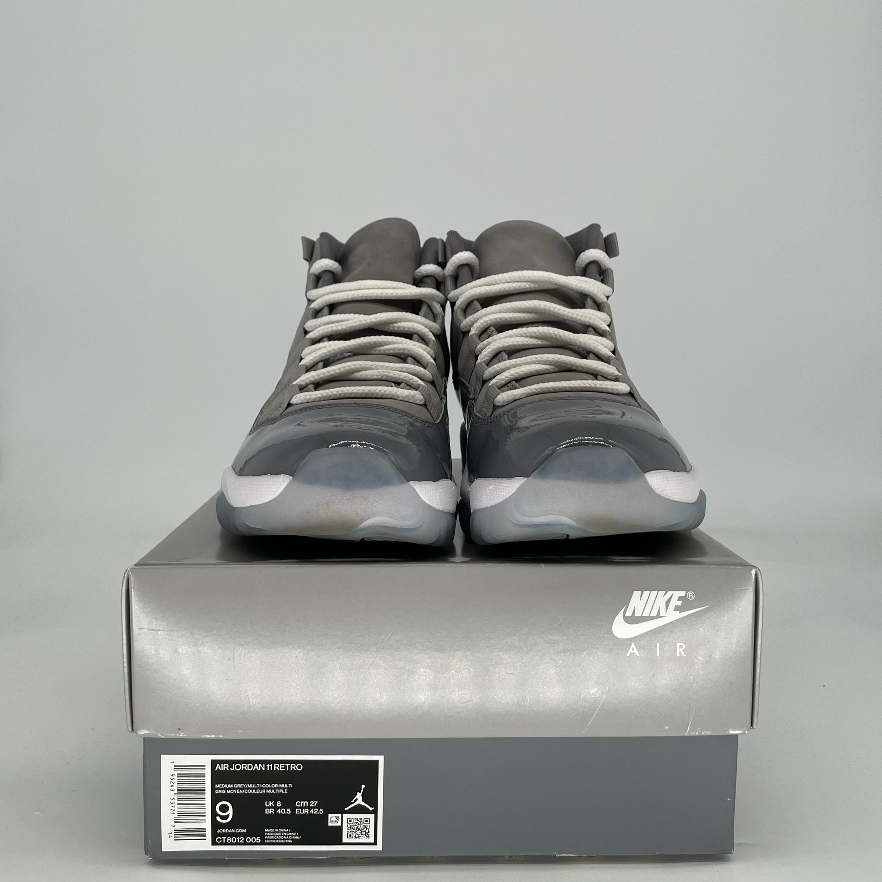 AIR JORDAN 11 COOL GREY CT8012-005 SIZE 9/10.5W