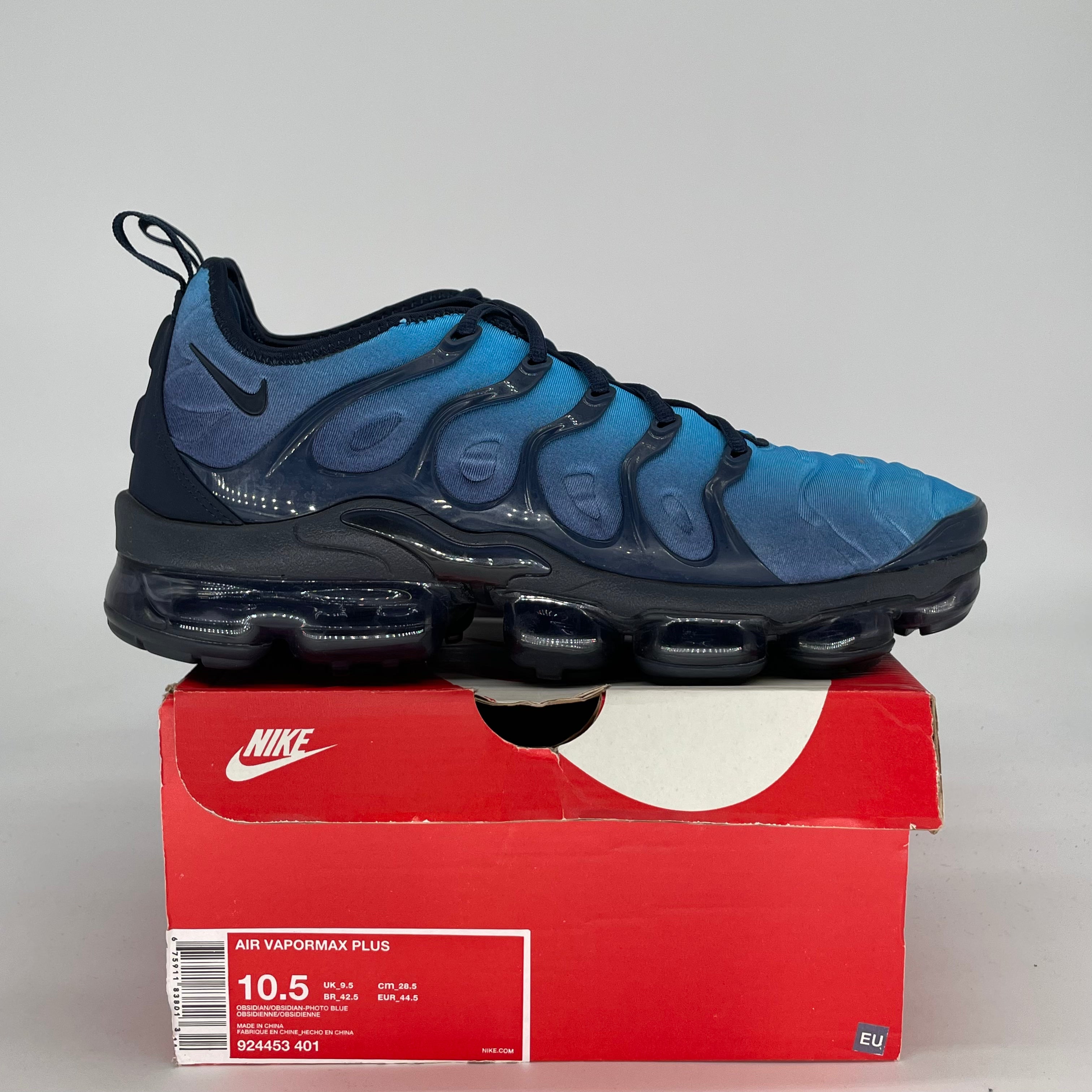 NIKE AIR VAPORMAX PLUS OBSIDIAN 924453-401 SIZE 10.5/12W