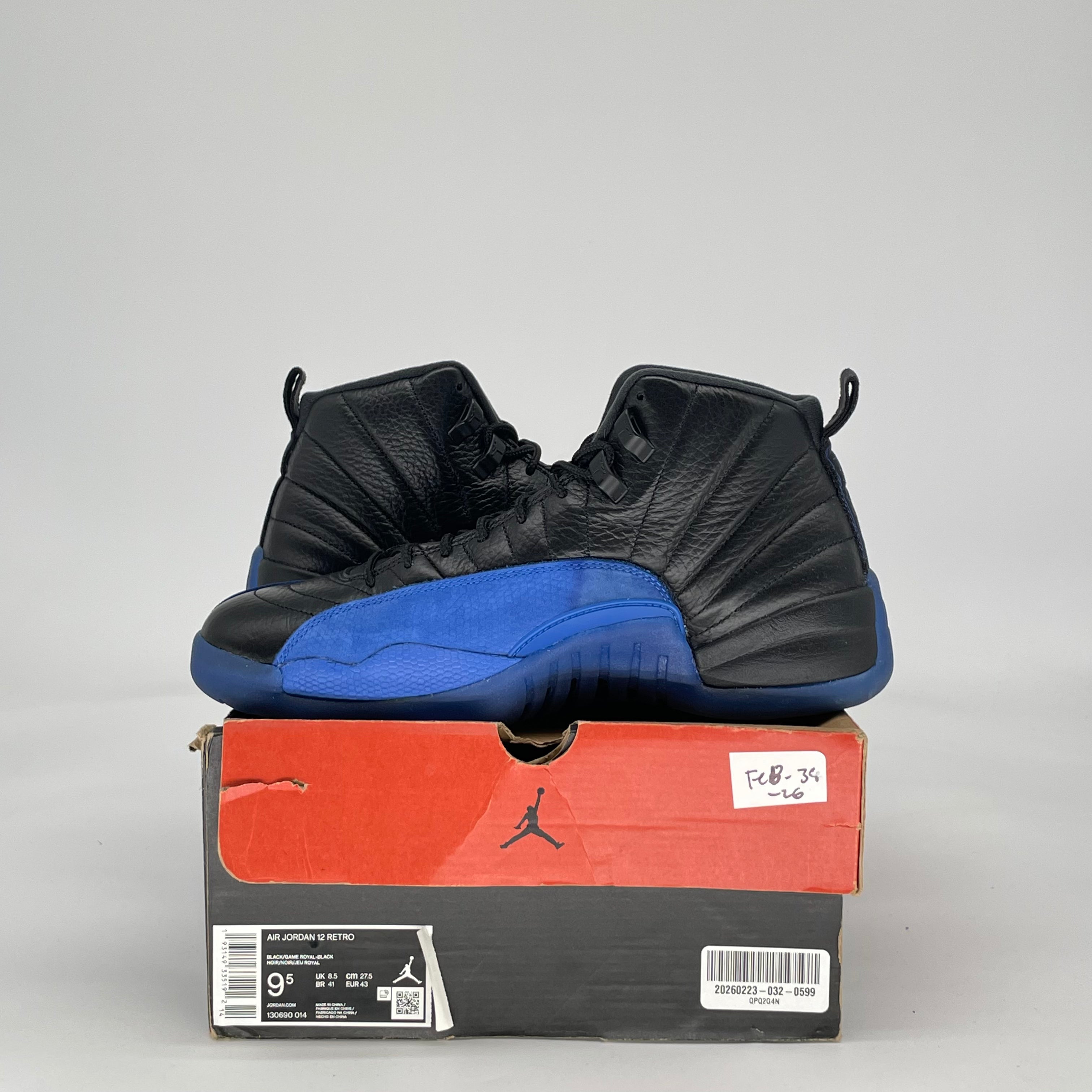 AIR JORDAN 12 BLACK GAME ROYAL 130690-014 SIZE 9.5/11W