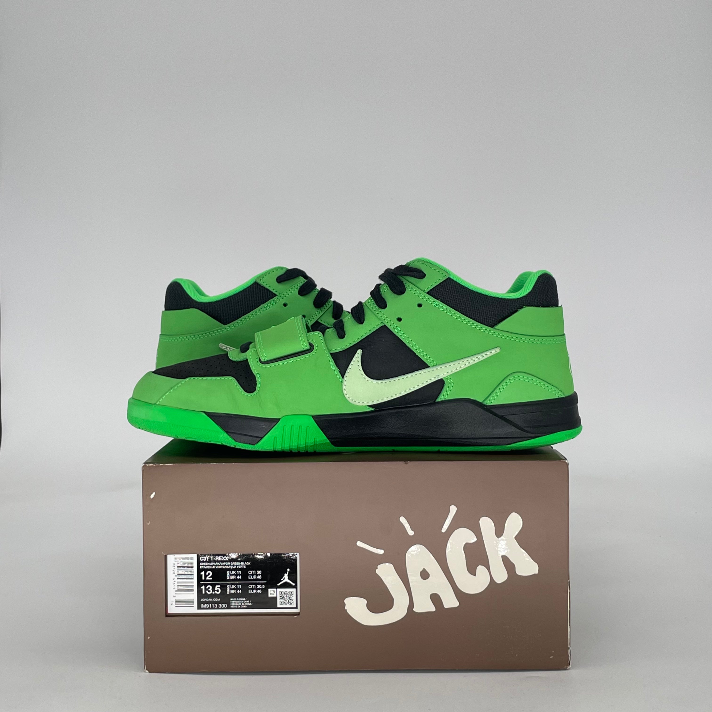 AIR JORDAN CJ1 T-REXX TRAVIS SCOTT GREEN SPARK IM9113-300 SIZE 12/13.5W