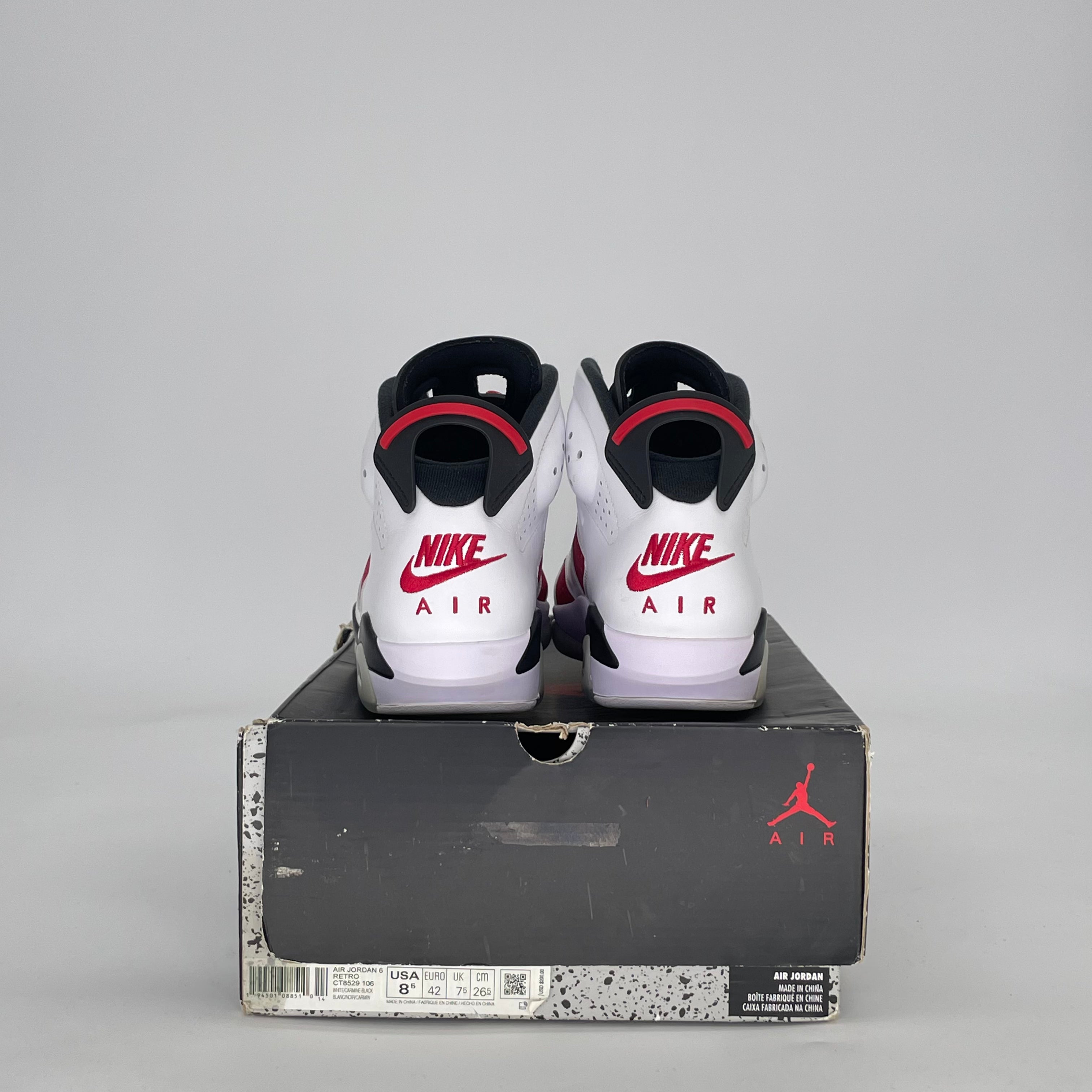 AIR JORDAN 6 CARMINE (2021) CT8529-106 SIZE 8.5/10W