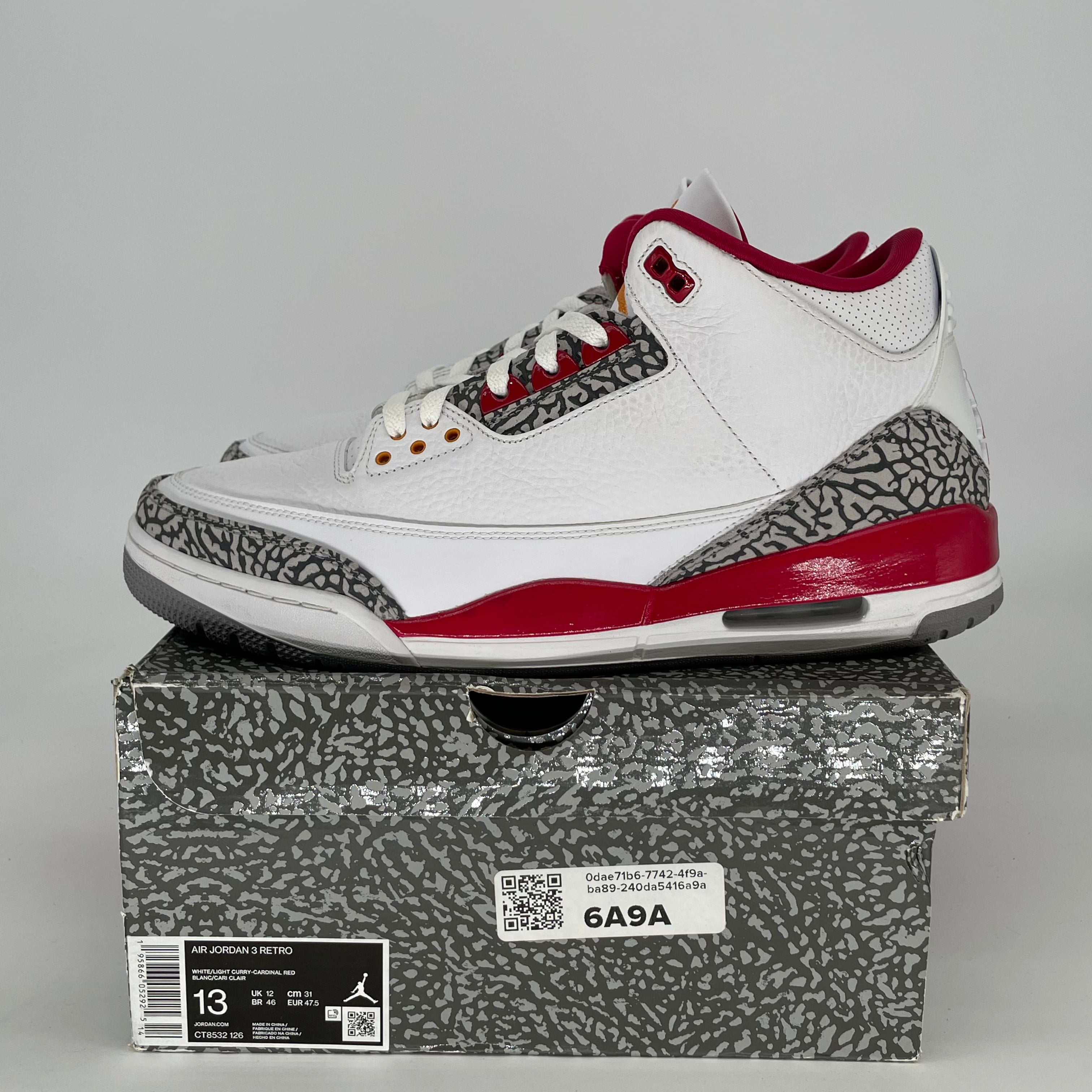 AIR JORDAN 3 CARDINAL RED CT8532-126 SIZE 13/14.5W