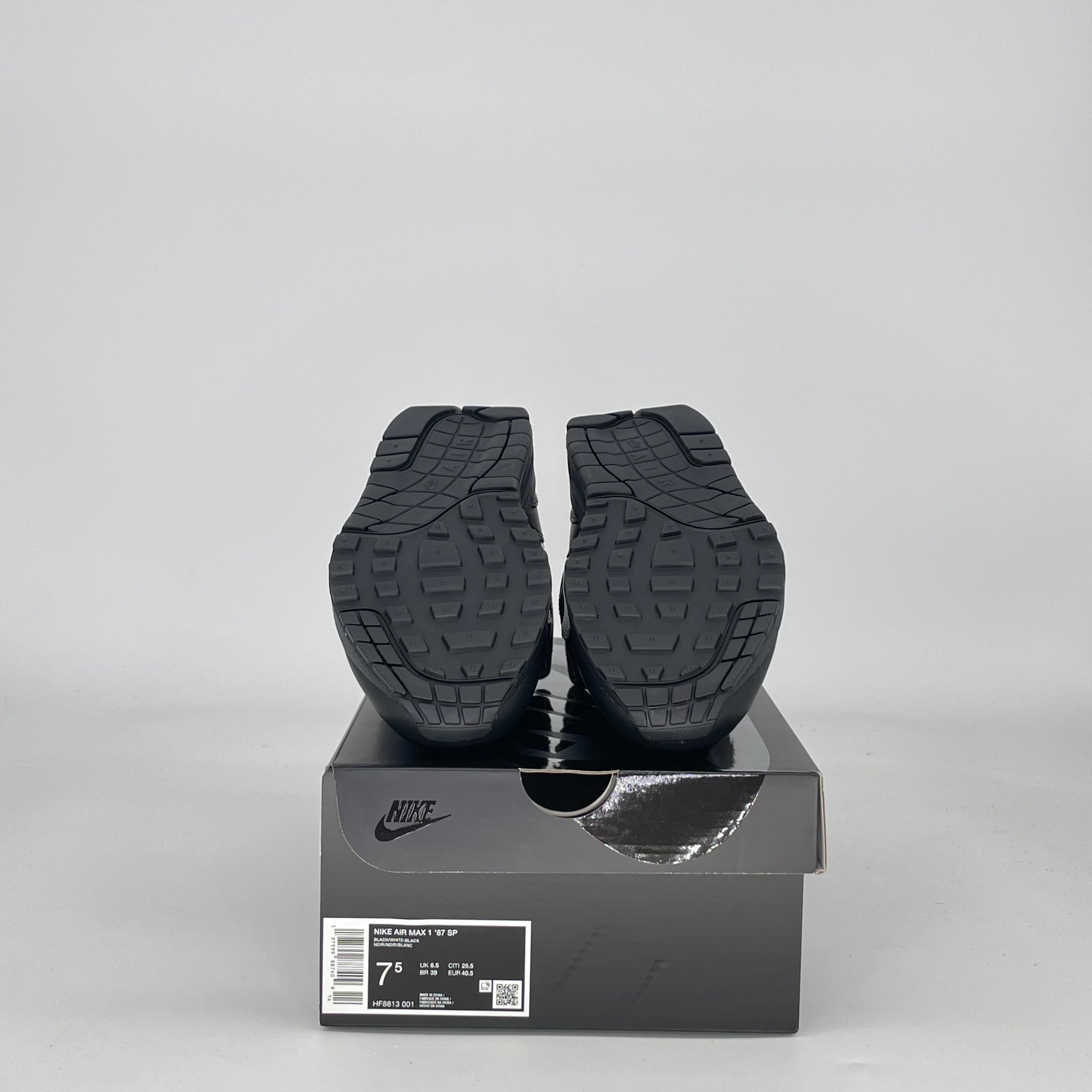 NIKE AIR MAX 1 '87 SUPREME BLACK WHITE HF8813-001 SIZE 7.5/9W MENS