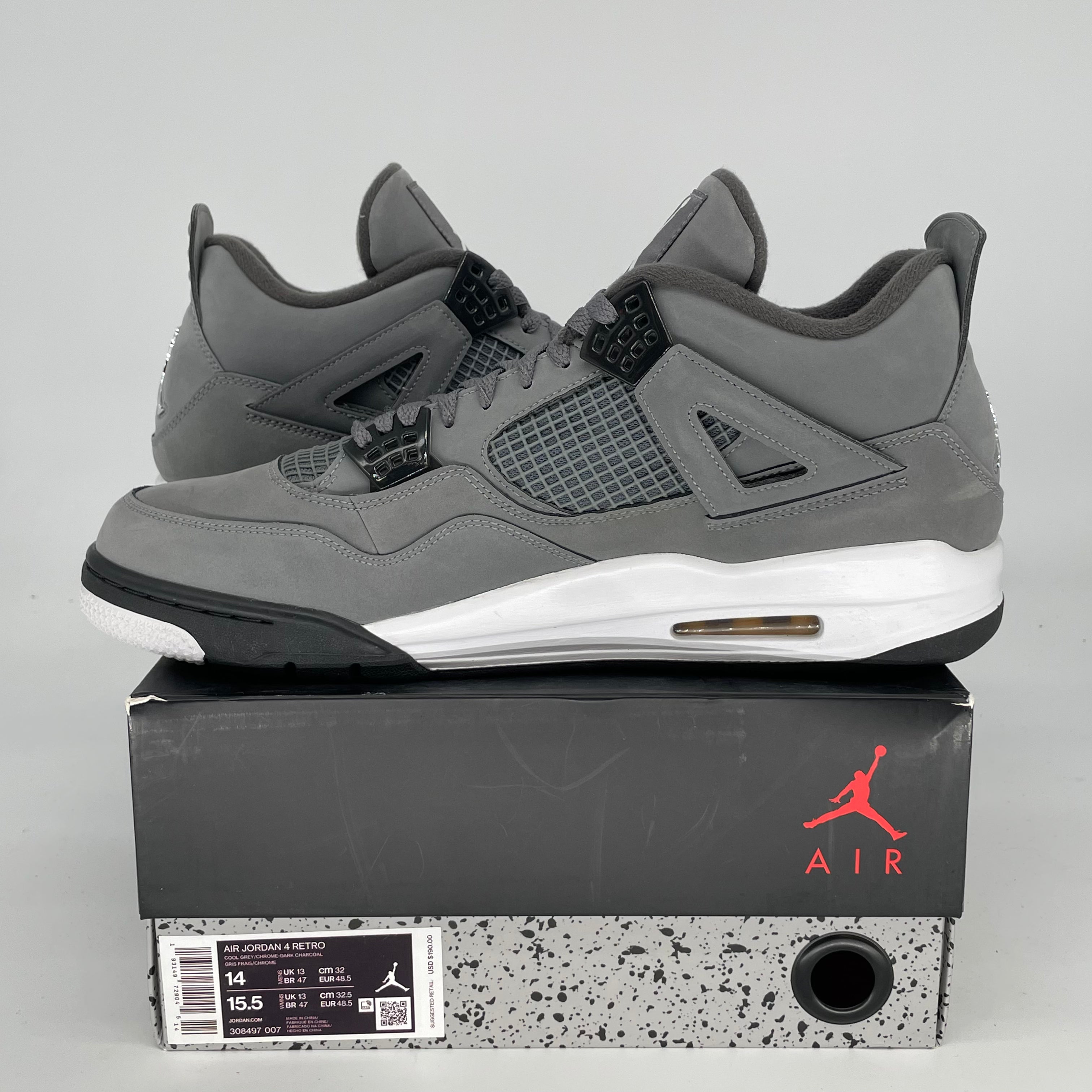 AIR JORDAN 4 COOL GREY SIZE 14/15.5W 308497-007