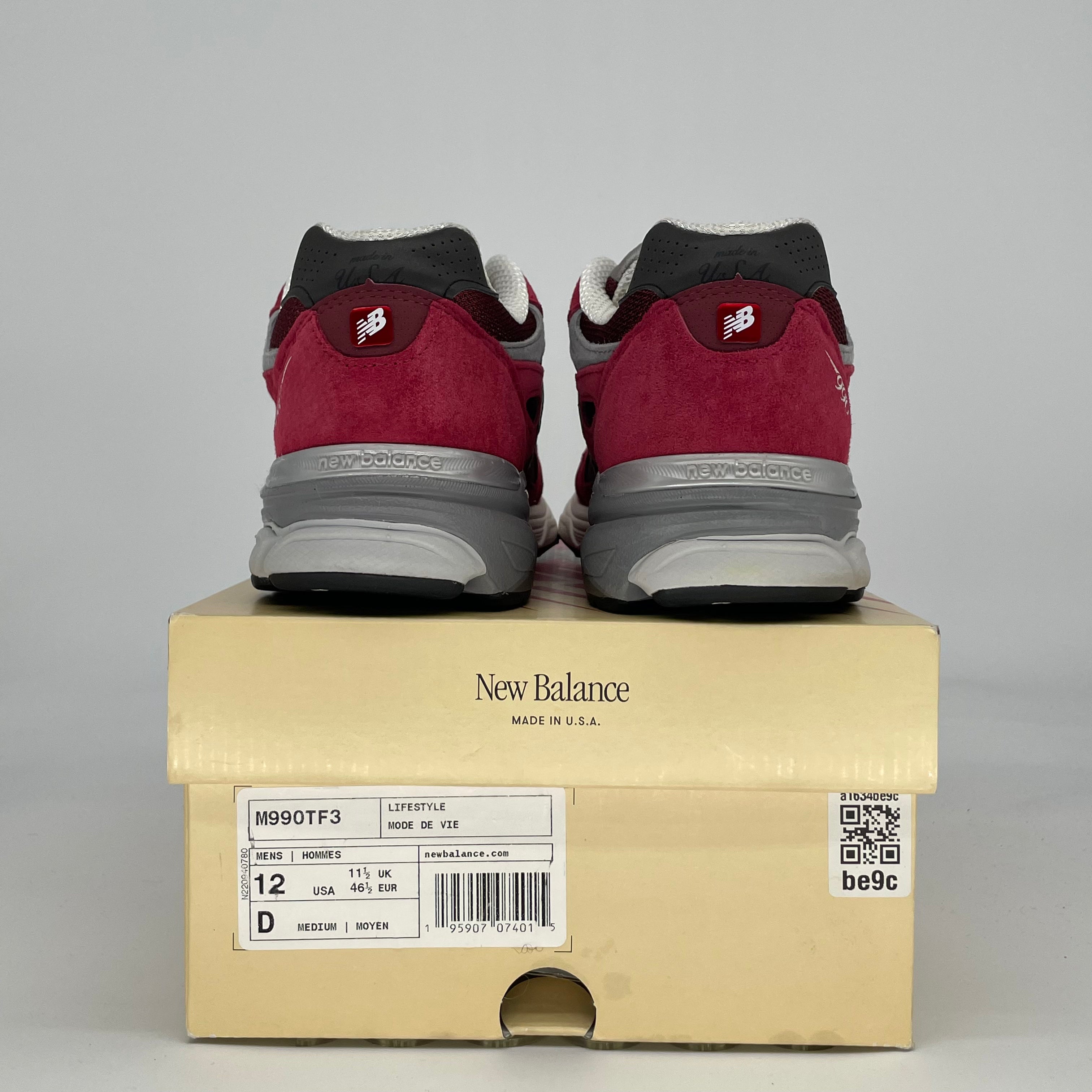NEW BALANCE 990V3 MIUSA TEDDY SANTIS SCARLET M99OTF3 SIZE 12/13.5W