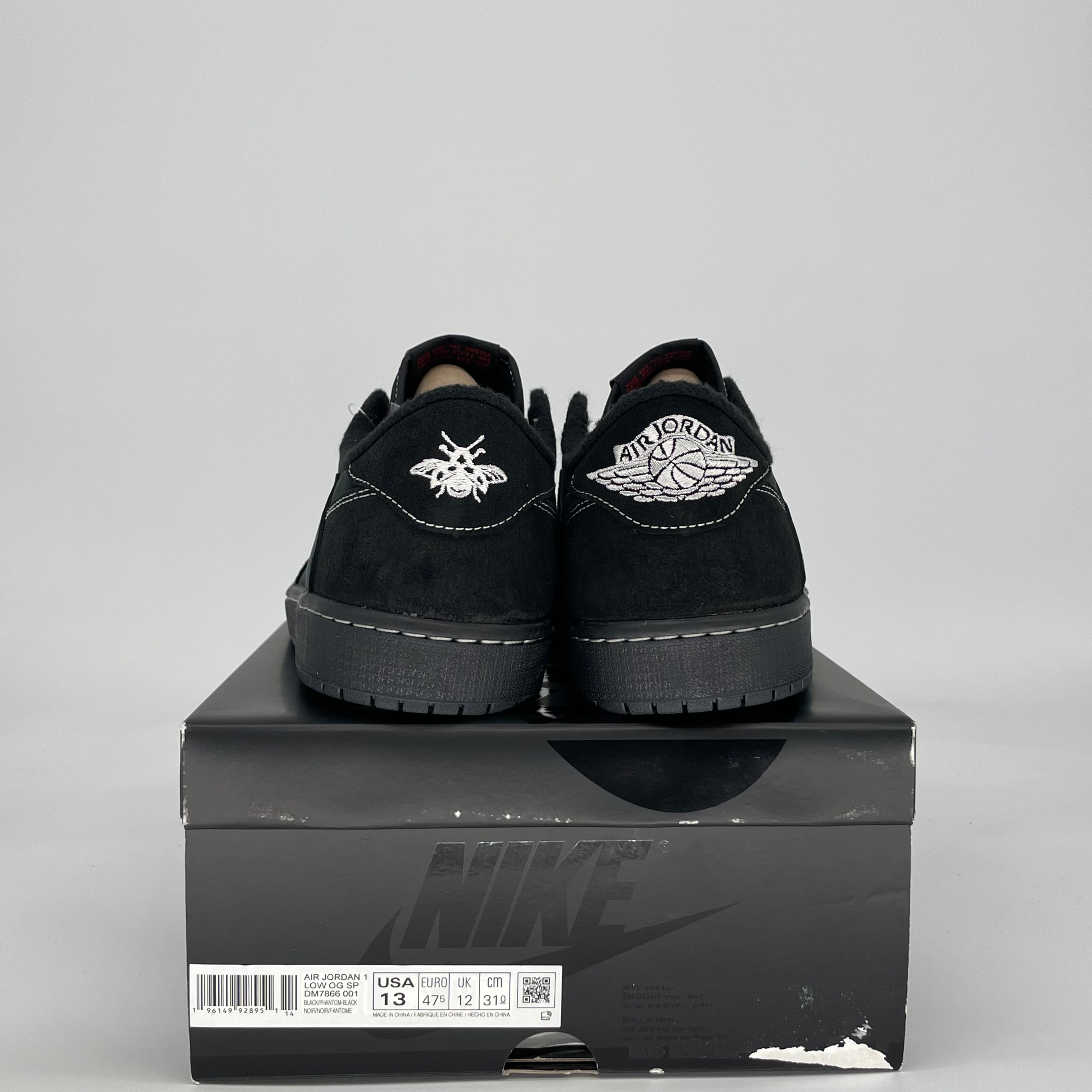 TRAVIS SCOTT X AIR JORDAN 1 LOW BLACK PHANTOM DM7866-001 SIZE 13/14.5W