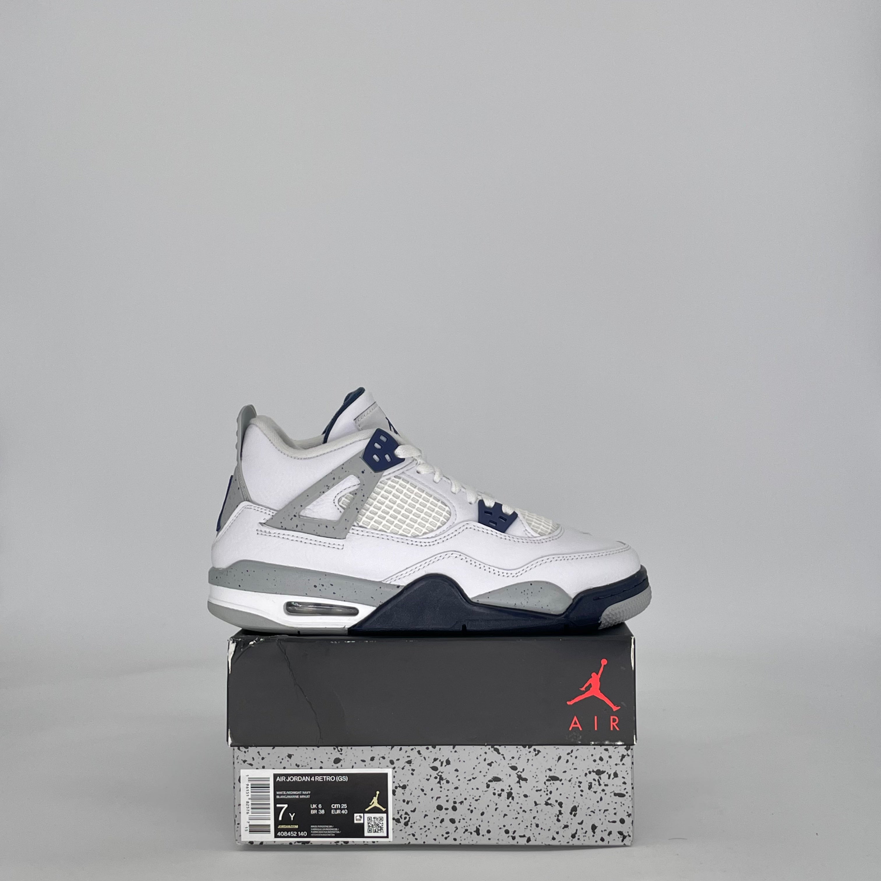 AIR JORDAN 4 MIDNIGHT NAVY 408452-140 SIZE 7/8.5W GS