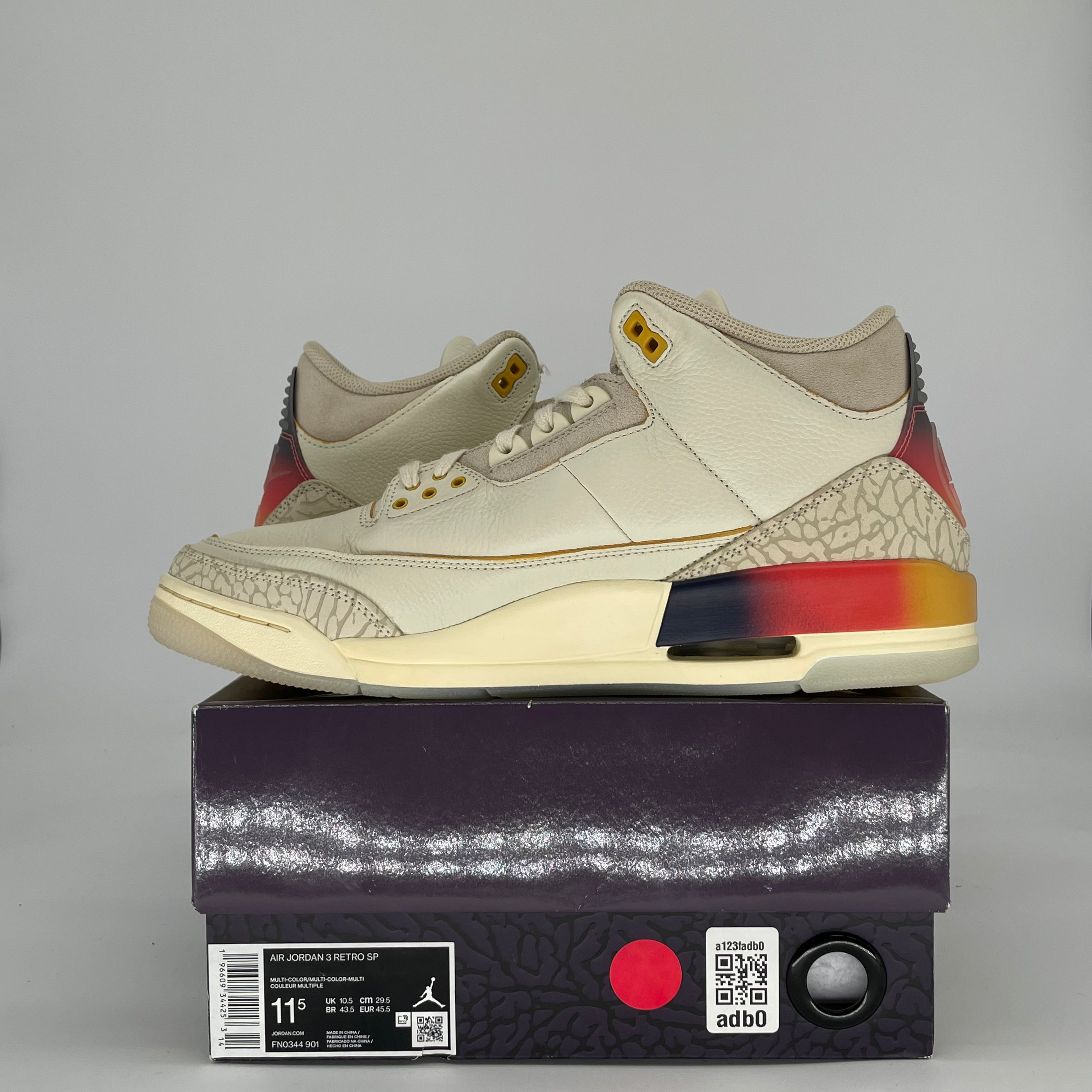 AIR JORDAN 3 J BALVIN MEDELLIN SUNSET FN0344-901 SIZE 11.5/13W