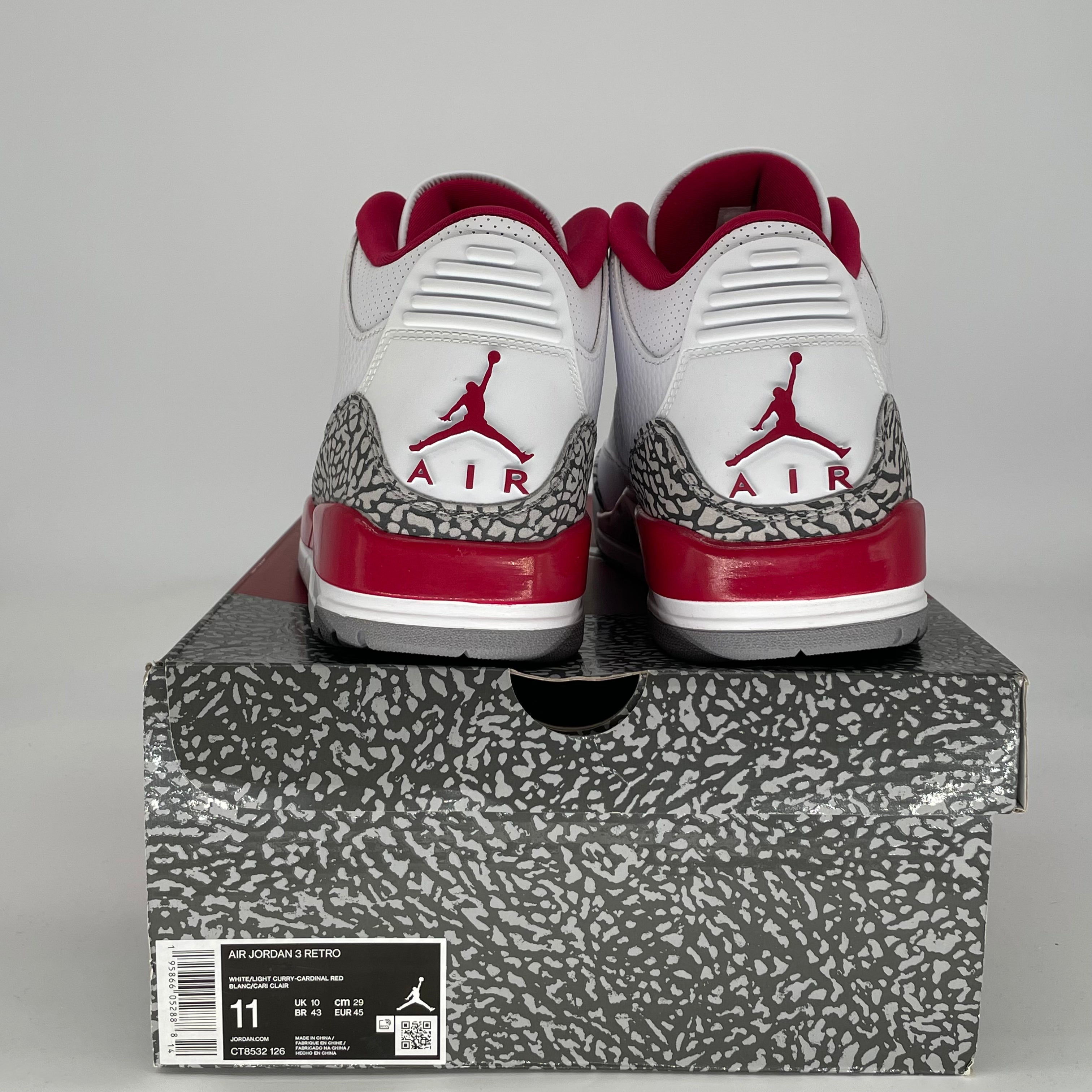 AIR JORDAN 3 CARDINAL RED CT8532-126 SIZE 11/12.5W