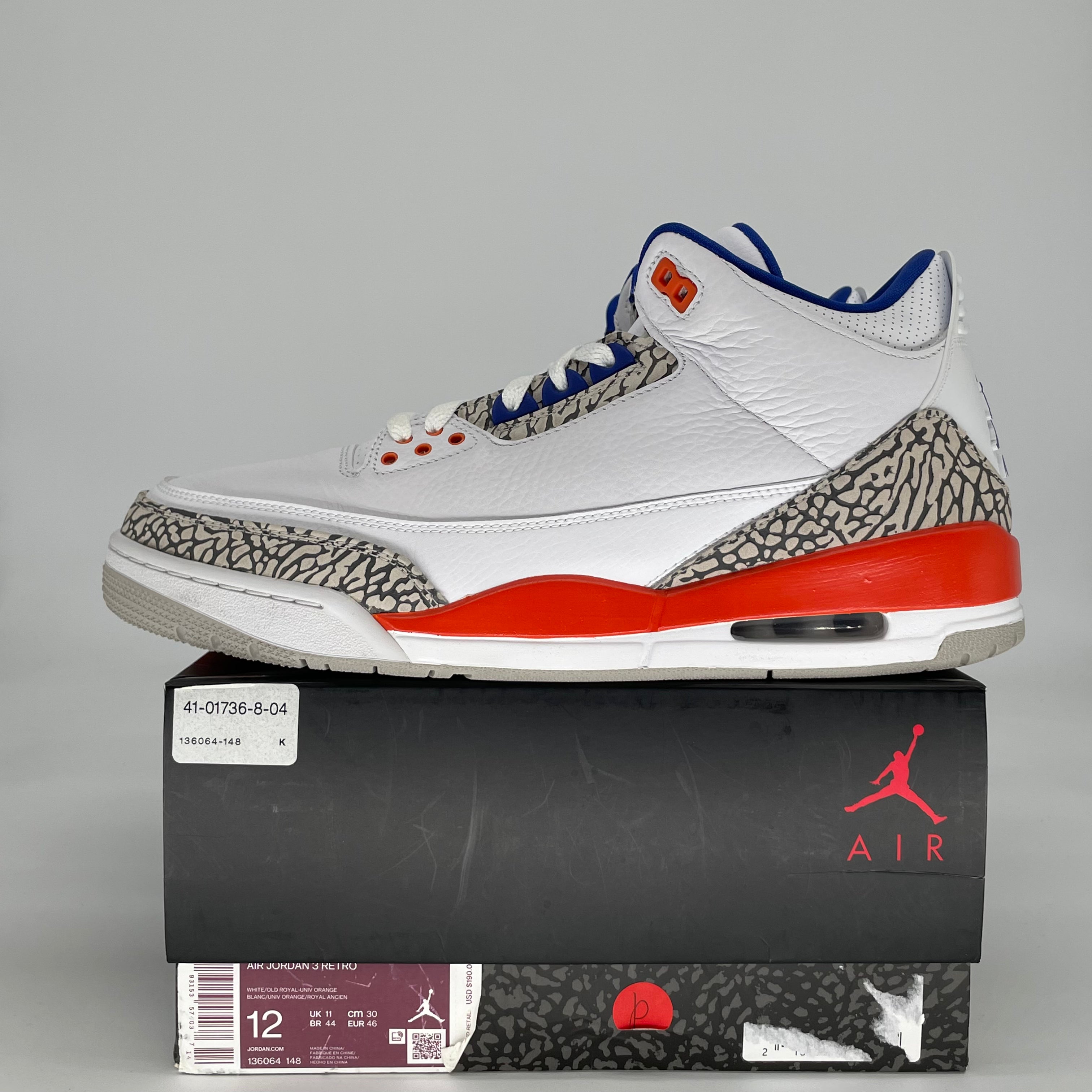 AIR JORDAN 3 KNICKS 136064-148 SIZE 12/13.5W