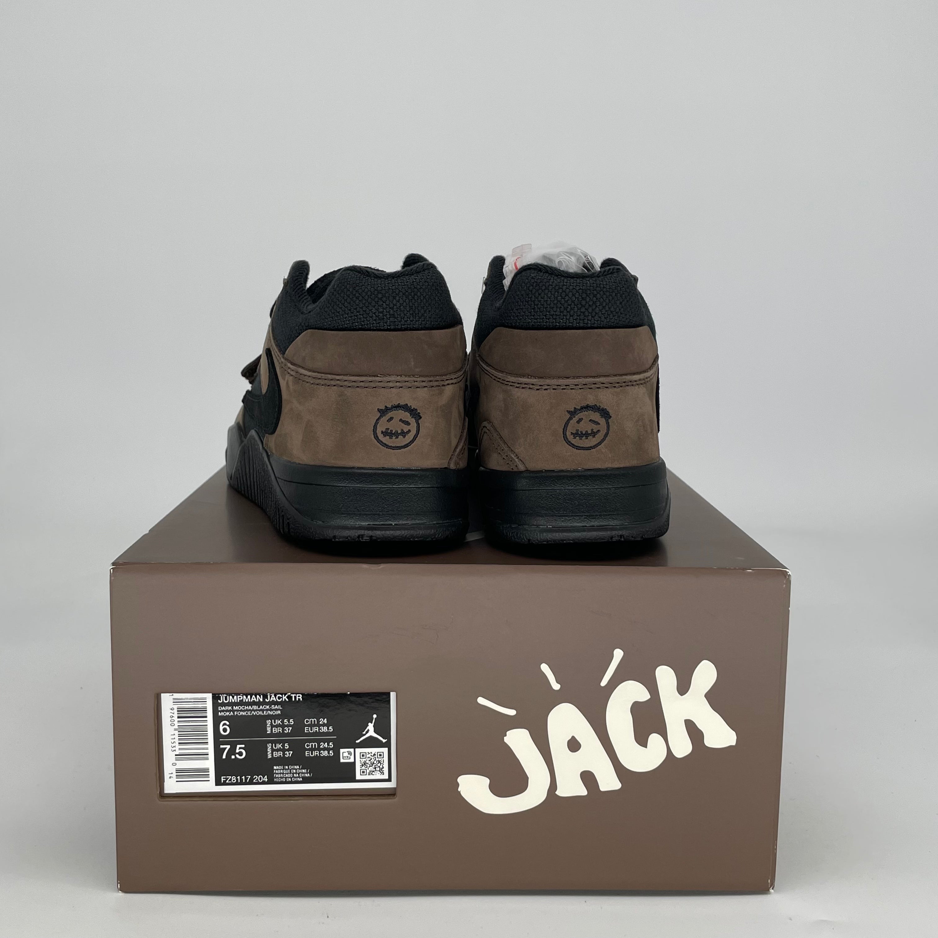 TRAVIS SCOTT X JORDAN JUMPMAN JACK TR DARK MOCHA FZ8117-204 SIZE 6/7.5W