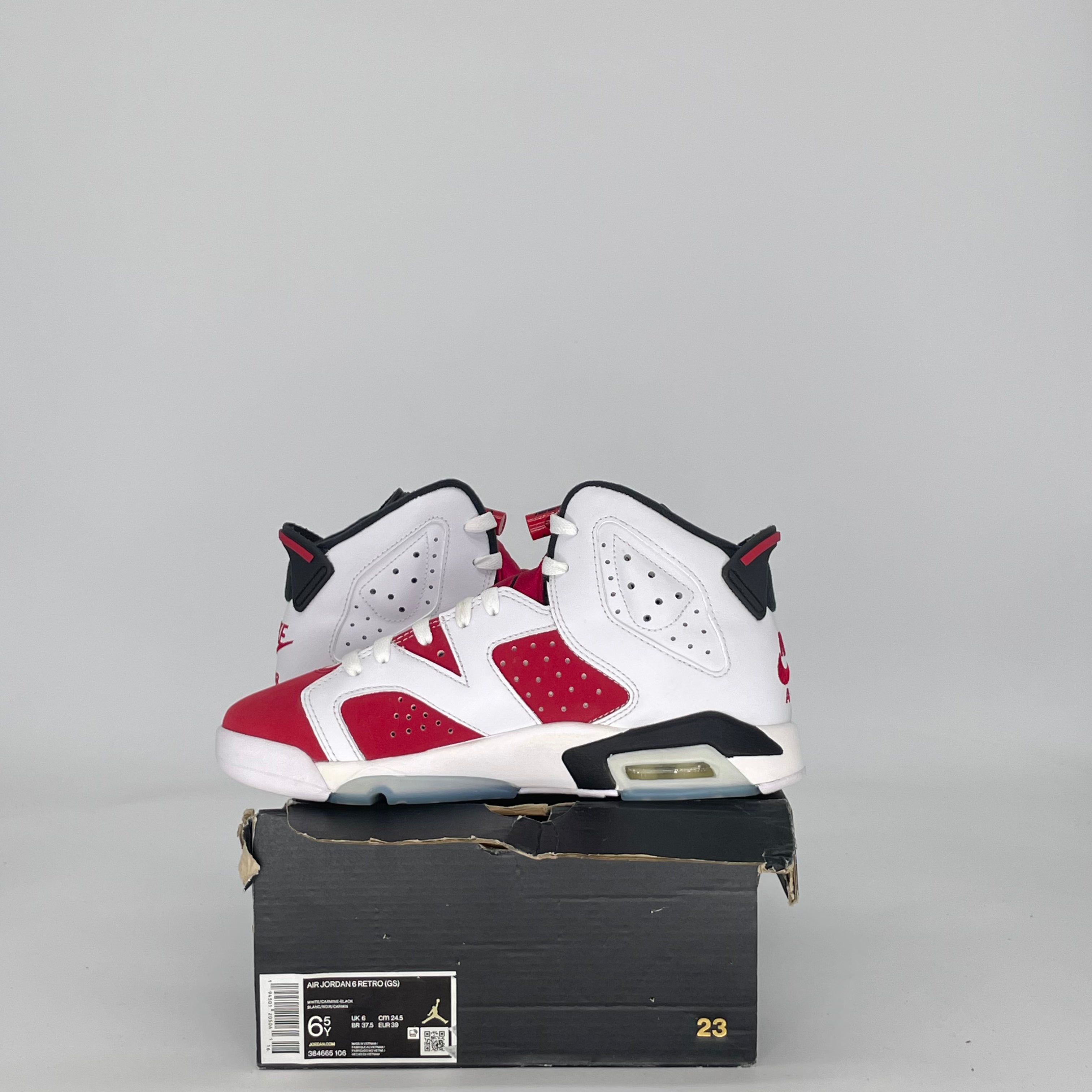 AIR JORDAN 6 CARMINE (2021) 384665-106 SIZE 6.5/8W GS