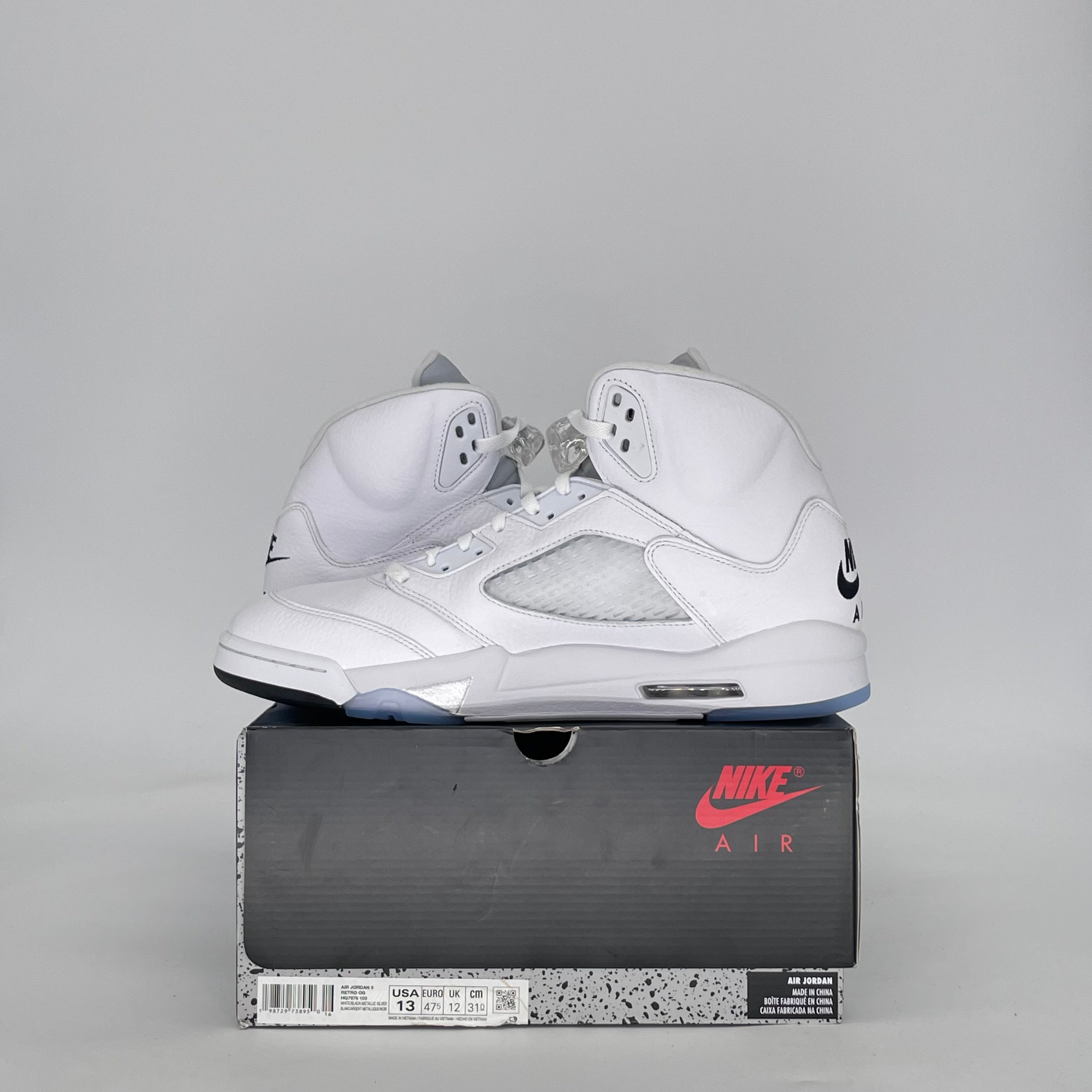 AIR JORDAN 5 WHITE METALLIC HQ7978-103 SIZE 13/14.5W