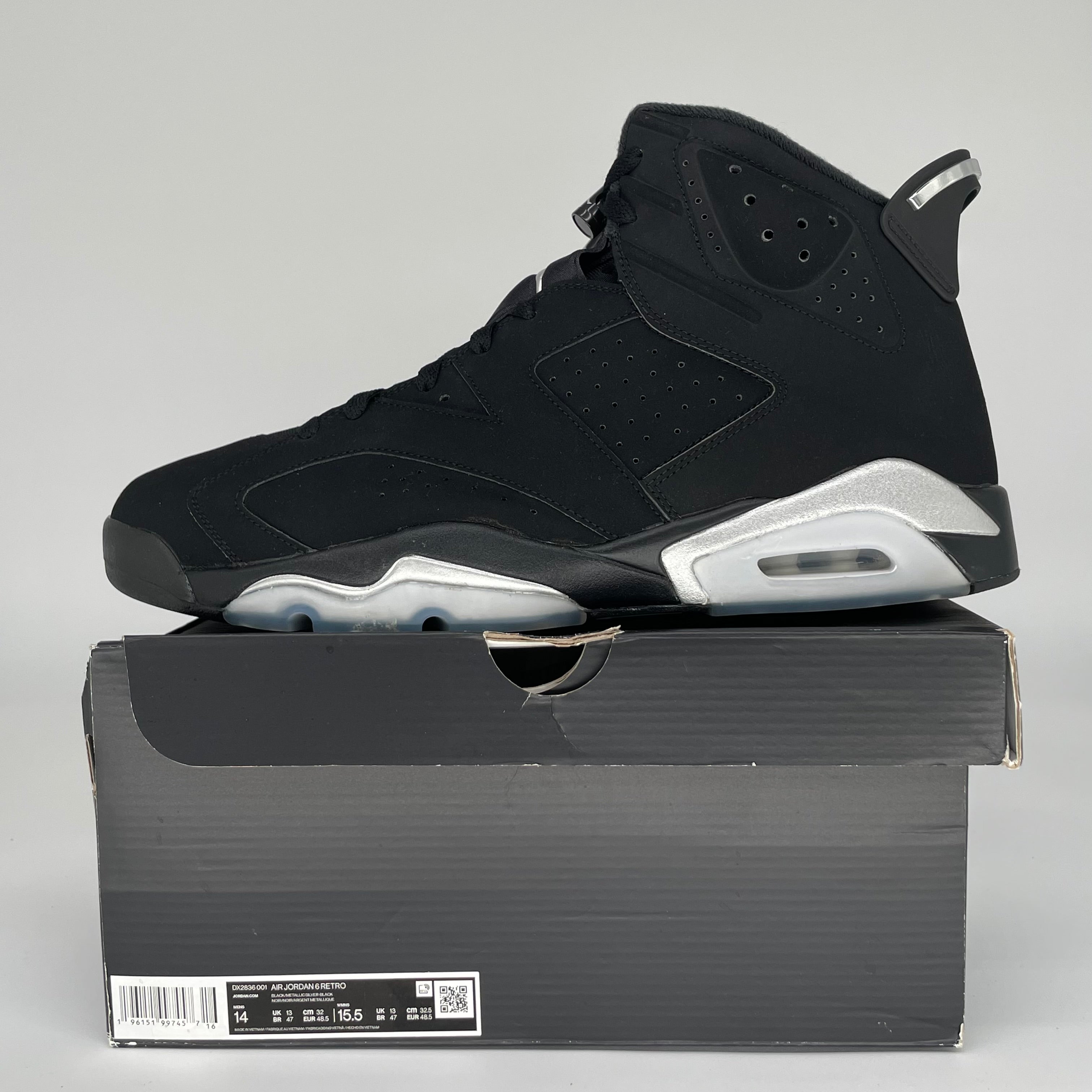 AIR JORDAN 6 CHROME METALLIC SILVER DX2836-001 SIZE 14/15.5W