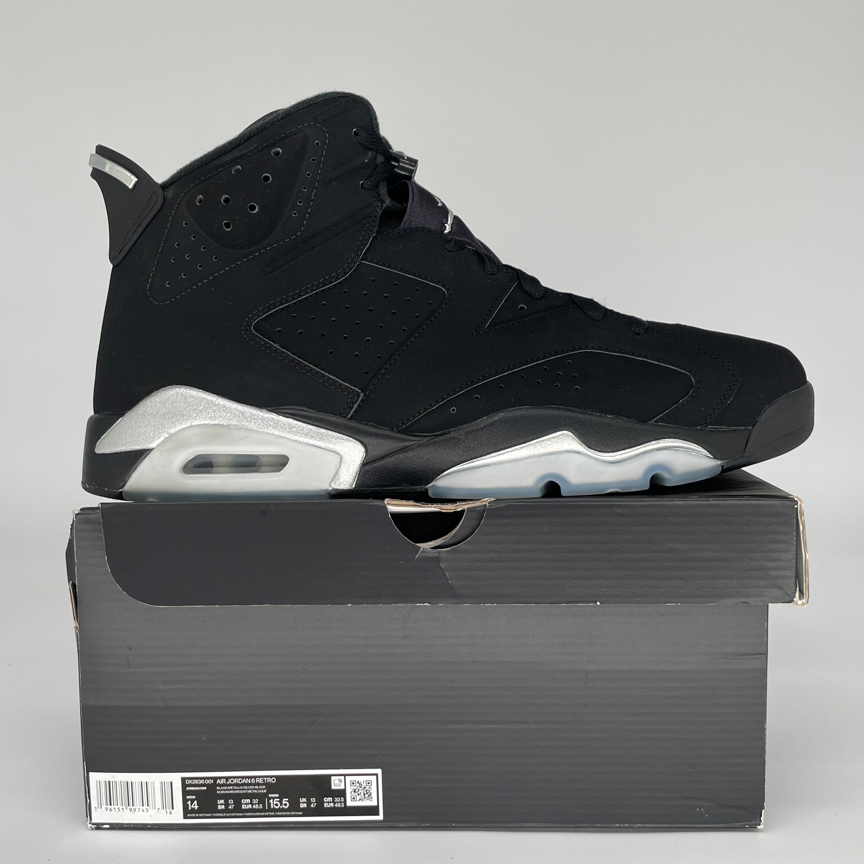 AIR JORDAN 6 CHROME METALLIC SILVER DX2836-001 SIZE 14/15.5W